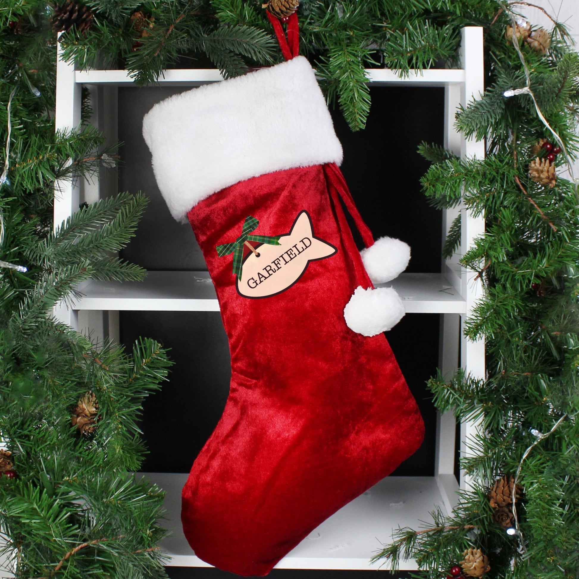 Personalised Cat Treats Luxury Red Stocking | Inspired Creative Gifts | UK Supplier