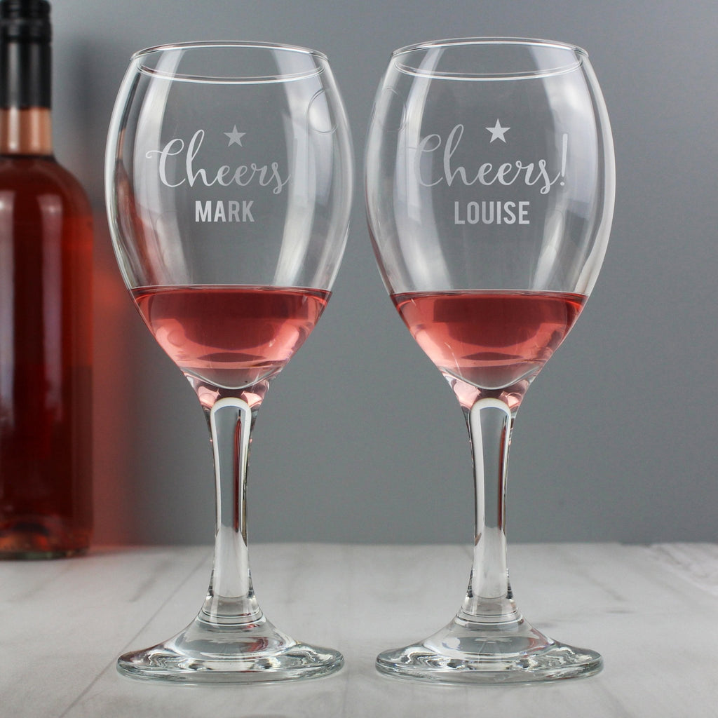 Personalised Cheers Wine Glass Set | Inspired Creative Gifts | UK Supplier