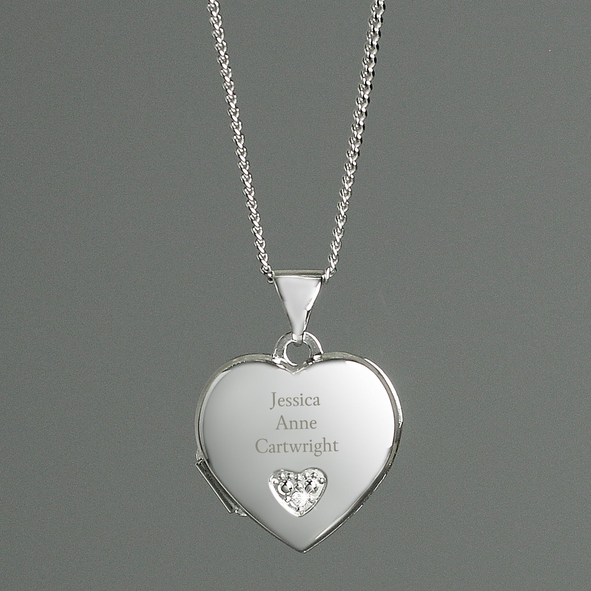 Personalised Children's Sterling Silver and Cubic Zirconia Heart Locket Necklace | Inspired Creative Gifts | UK Supplier
