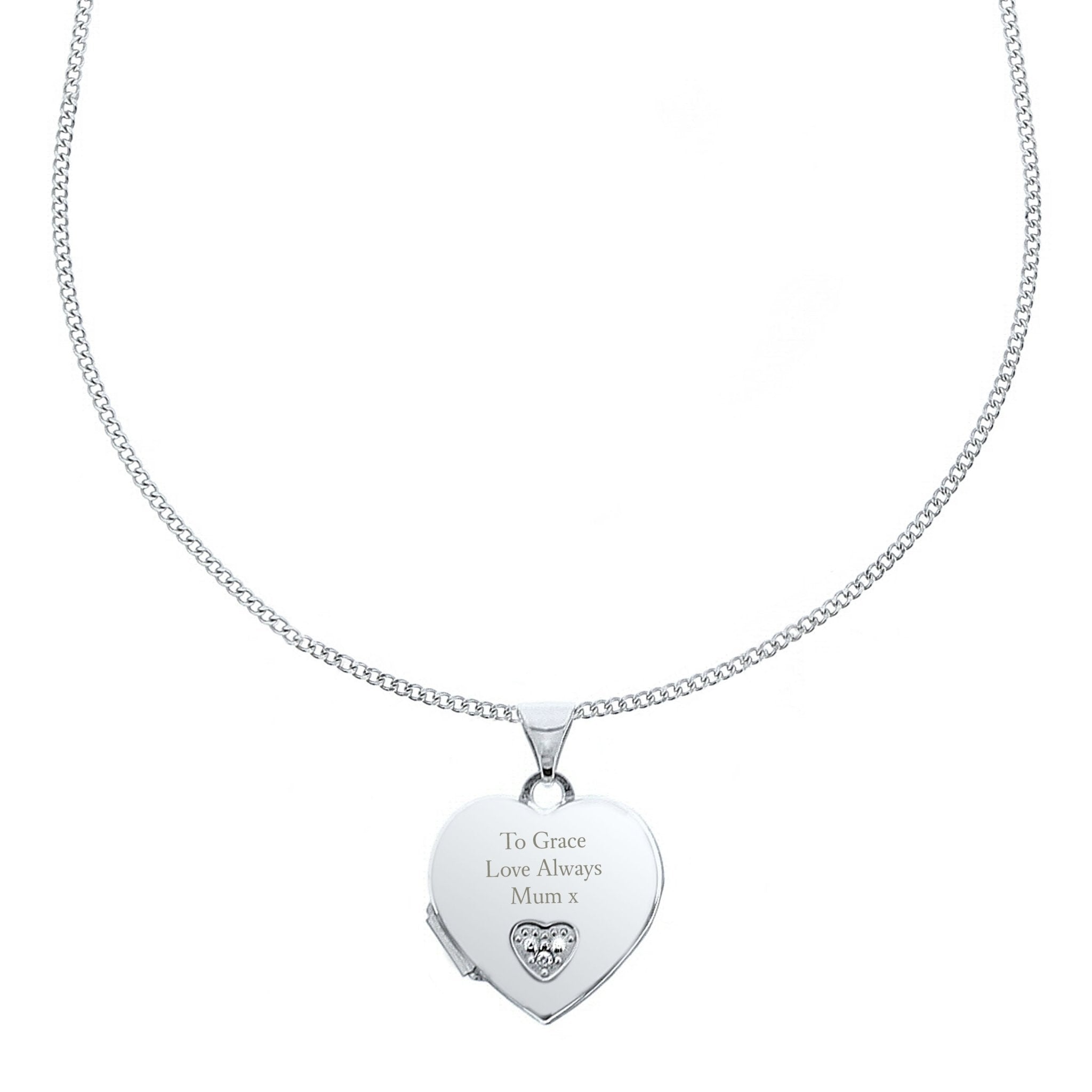 Personalised Children's Sterling Silver and Cubic Zirconia Heart Locket Necklace | Inspired Creative Gifts | UK Supplier