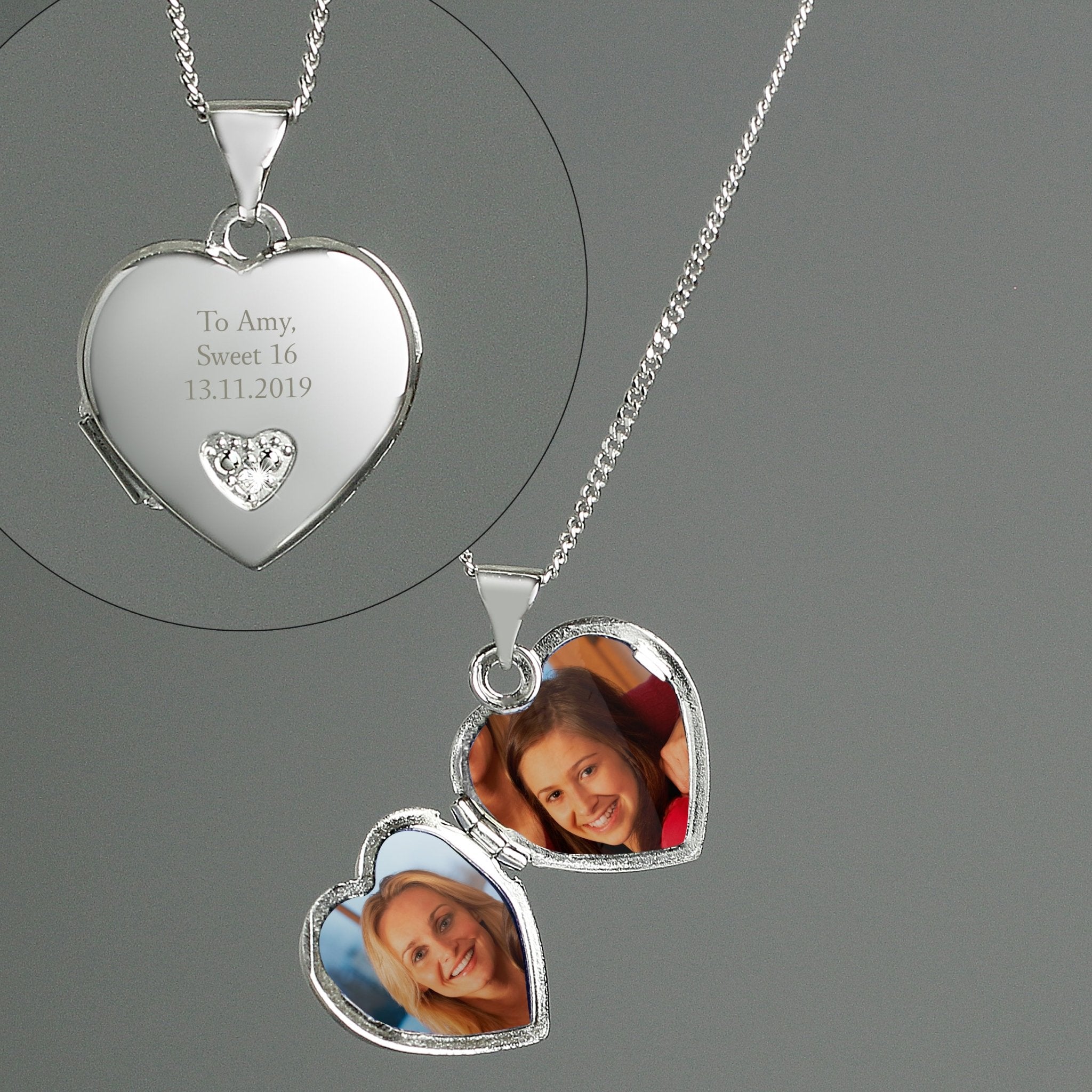 Personalised Children's Sterling Silver and Cubic Zirconia Heart Locket Necklace | Inspired Creative Gifts | UK Supplier