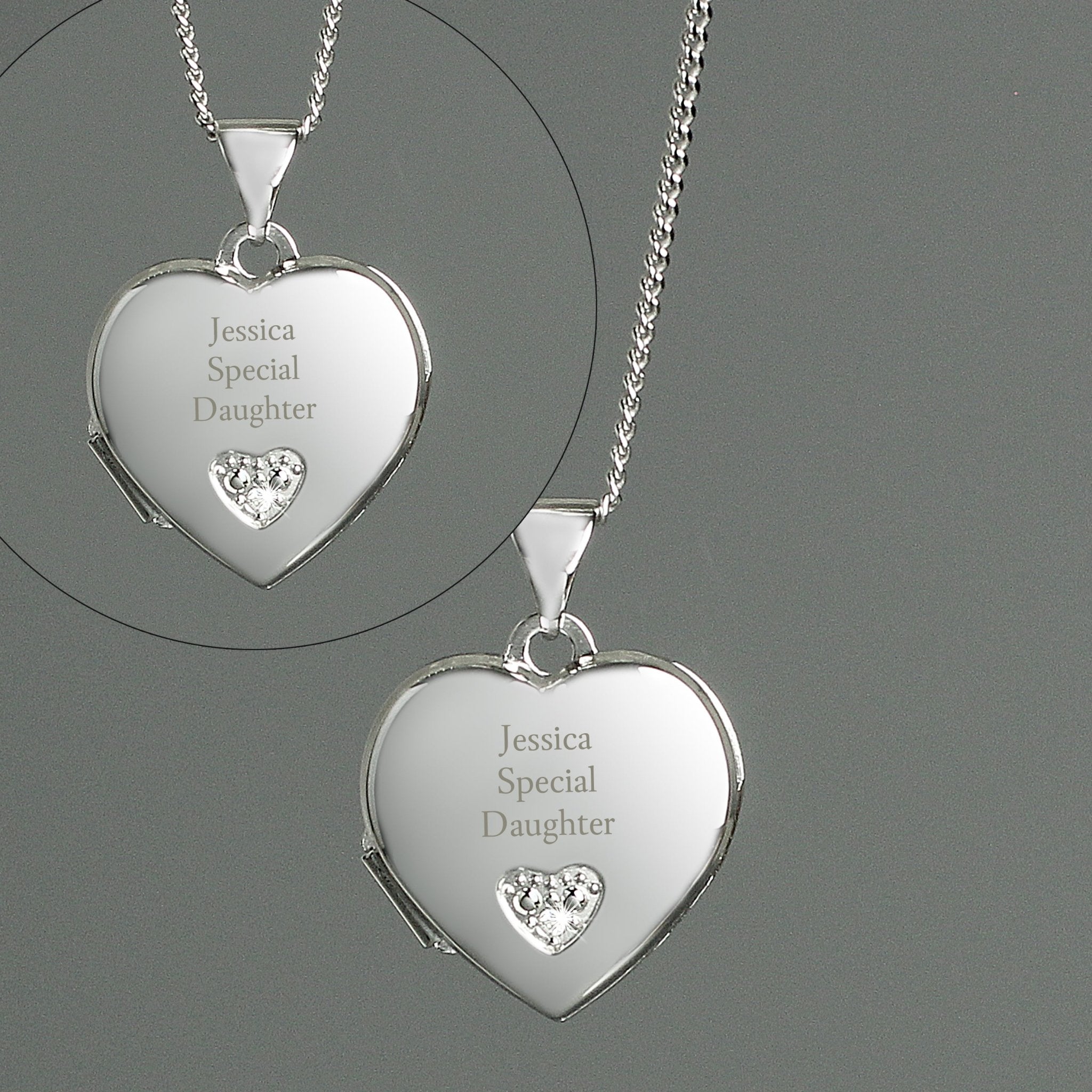 Personalised Children's Sterling Silver and Cubic Zirconia Heart Locket Necklace | Inspired Creative Gifts | UK Supplier
