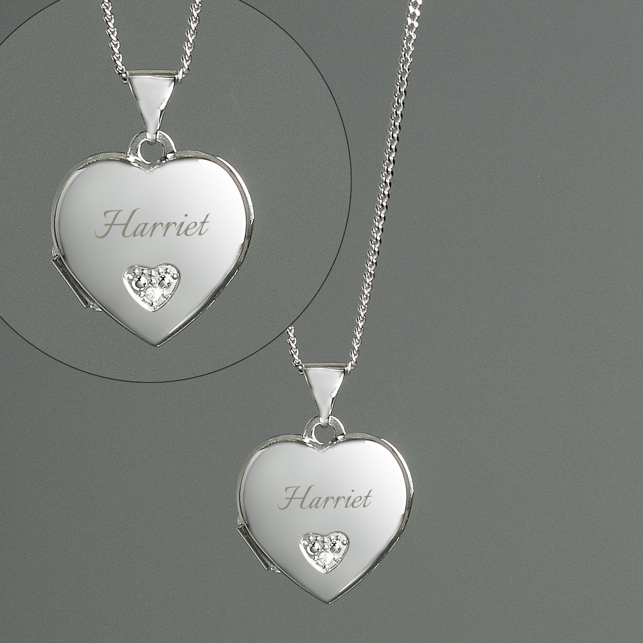 Personalised Children's Sterling Silver & Cubic Zirconia Heart Locket Necklace | Inspired Creative Gifts | UK Supplier