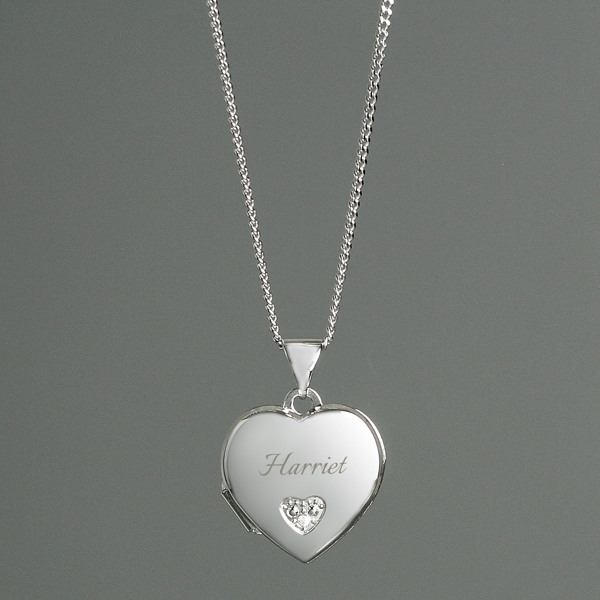 Personalised Children's Sterling Silver & Cubic Zirconia Heart Locket Necklace | Inspired Creative Gifts | UK Supplier