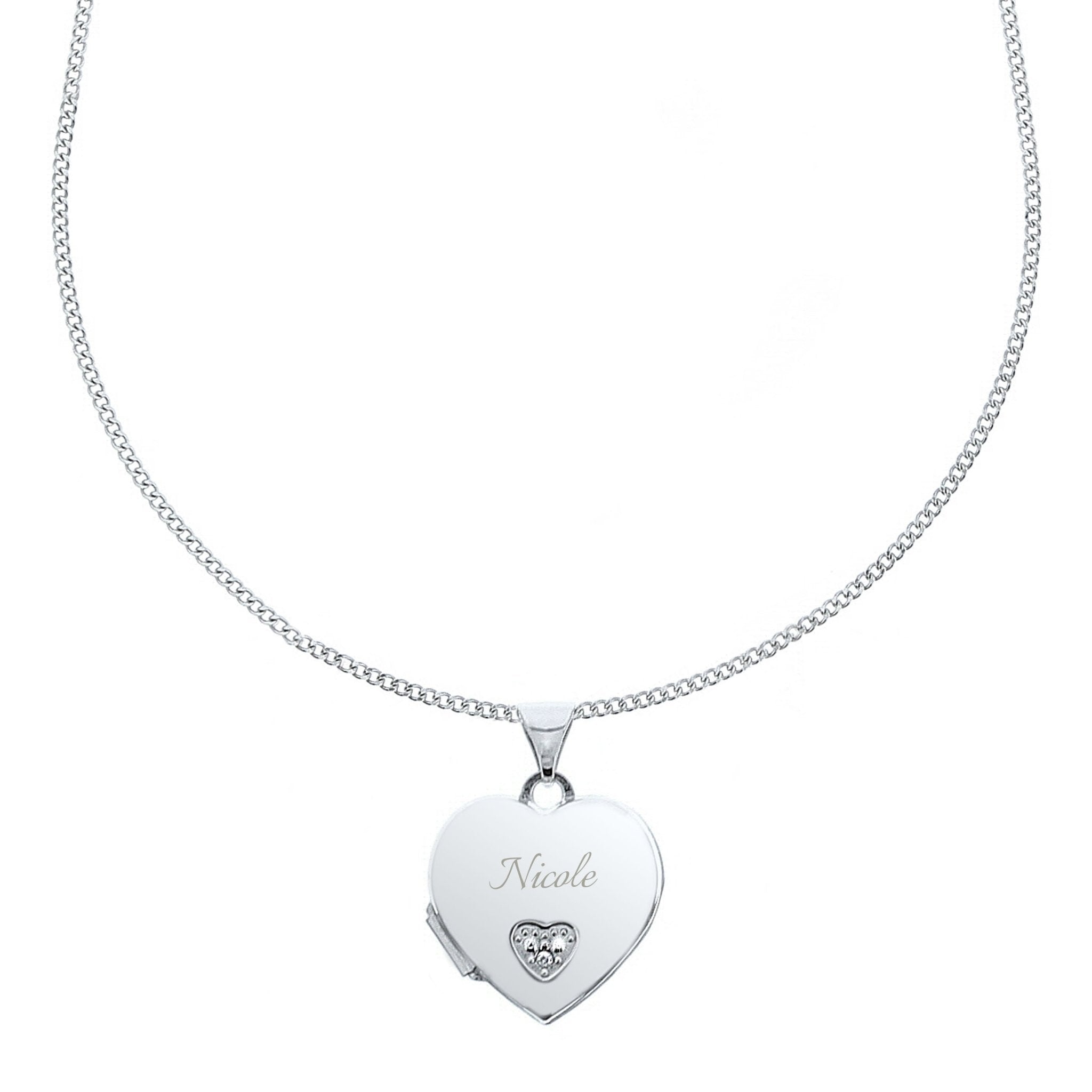 Personalised Children's Sterling Silver & Cubic Zirconia Heart Locket Necklace | Inspired Creative Gifts | UK Supplier