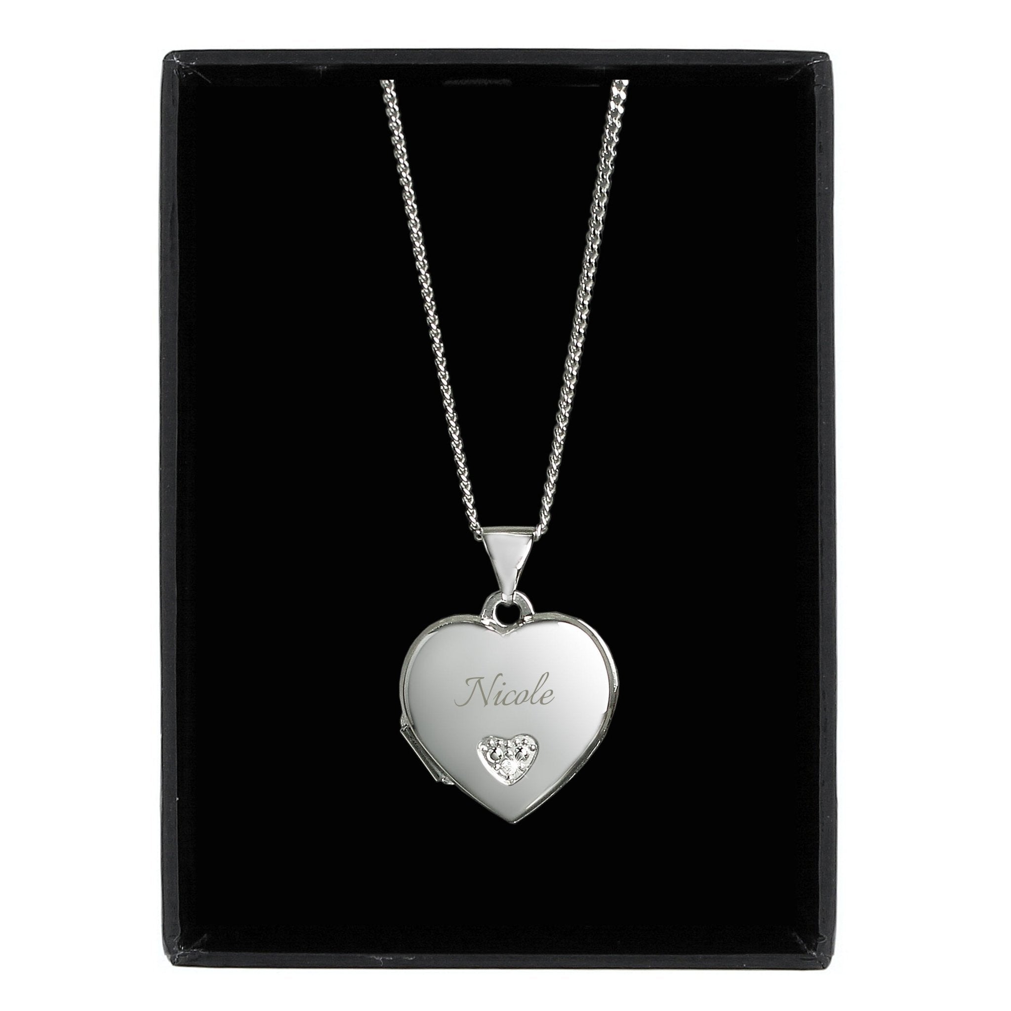 Personalised Children's Sterling Silver & Cubic Zirconia Heart Locket Necklace | Inspired Creative Gifts | UK Supplier