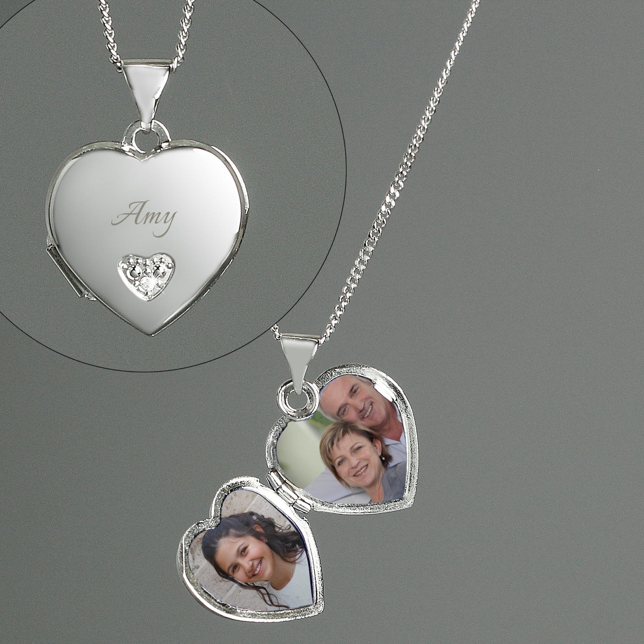 Personalised Children's Sterling Silver & Cubic Zirconia Heart Locket Necklace | Inspired Creative Gifts | UK Supplier