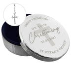 Personalised Christening Round Trinket Box & Rosary Beads Set | Inspired Creative Gifts | UK Supplier