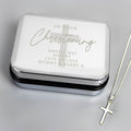 Personalised Christening Trinket Box & Sterling Silver Cross Necklace Set | Inspired Creative Gifts | UK Supplier