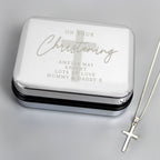 Personalised Christening Trinket Box & Sterling Silver Cross Necklace Set | Inspired Creative Gifts | UK Supplier
