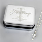 Personalised Christening Trinket Box & Sterling Silver Cross Necklace Set | Inspired Creative Gifts | UK Supplier