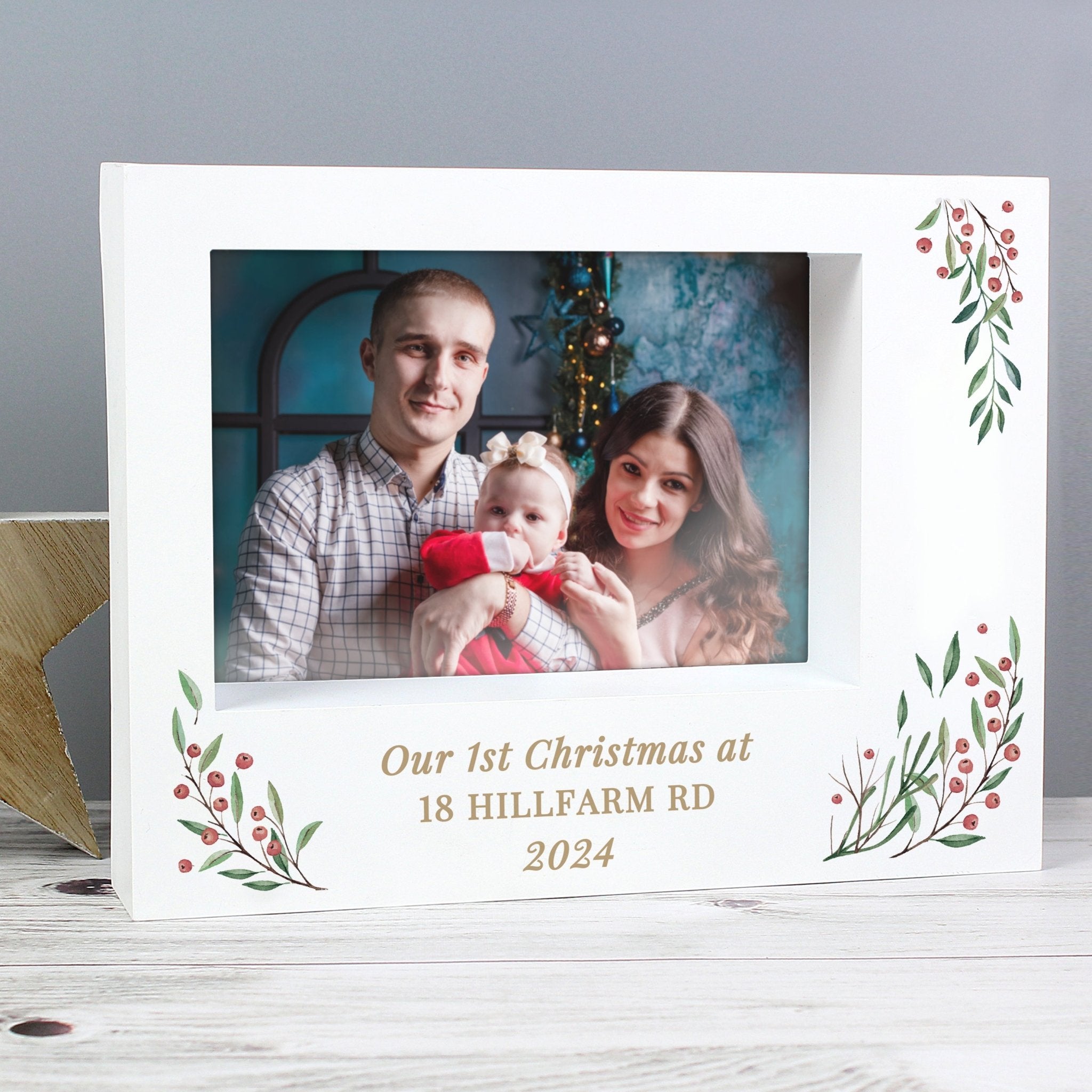Personalised Christmas Foliage 5x7 Box Photo Frame | Inspired Creative Gifts | UK Supplier