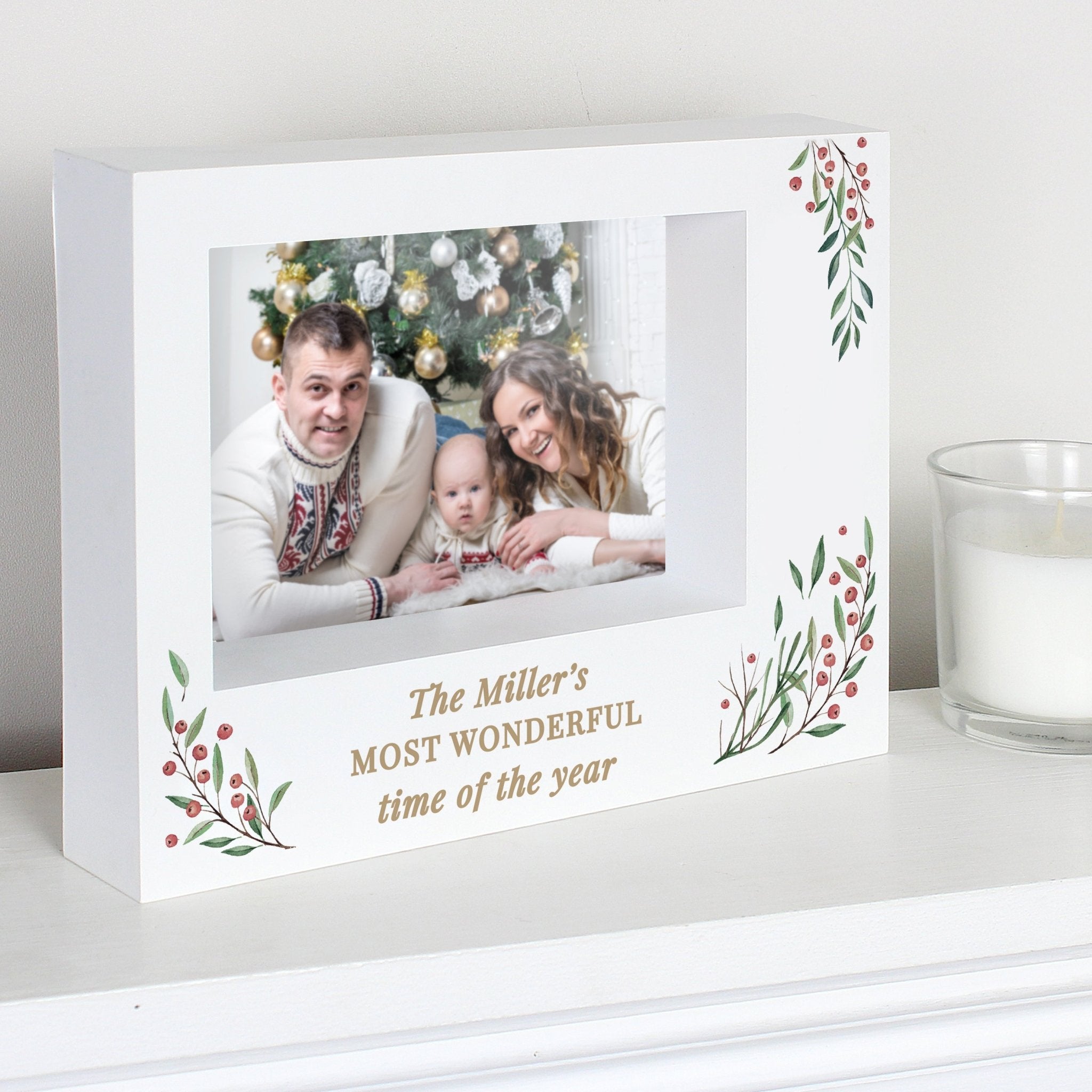 Personalised Christmas Foliage 5x7 Box Photo Frame | Inspired Creative Gifts | UK Supplier