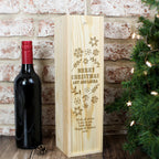 Personalised Christmas Frost Wooden Wine Bottle Box | Inspired Creative Gifts | UK Supplier