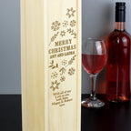 Personalised Christmas Frost Wooden Wine Bottle Box | Inspired Creative Gifts | UK Supplier