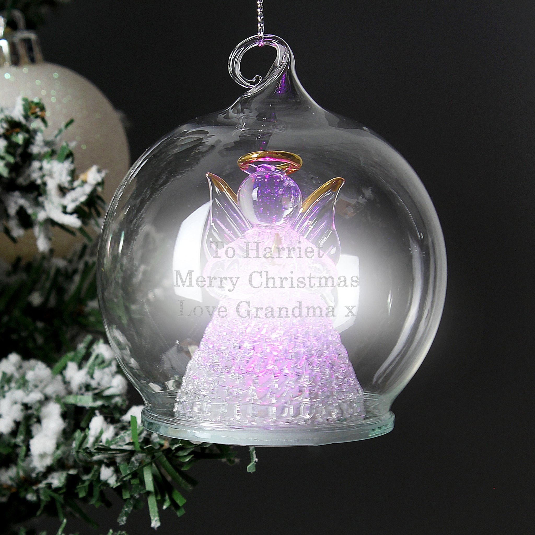 Personalised Christmas Message LED Angel Bauble | Inspired Creative Gifts | UK Supplier
