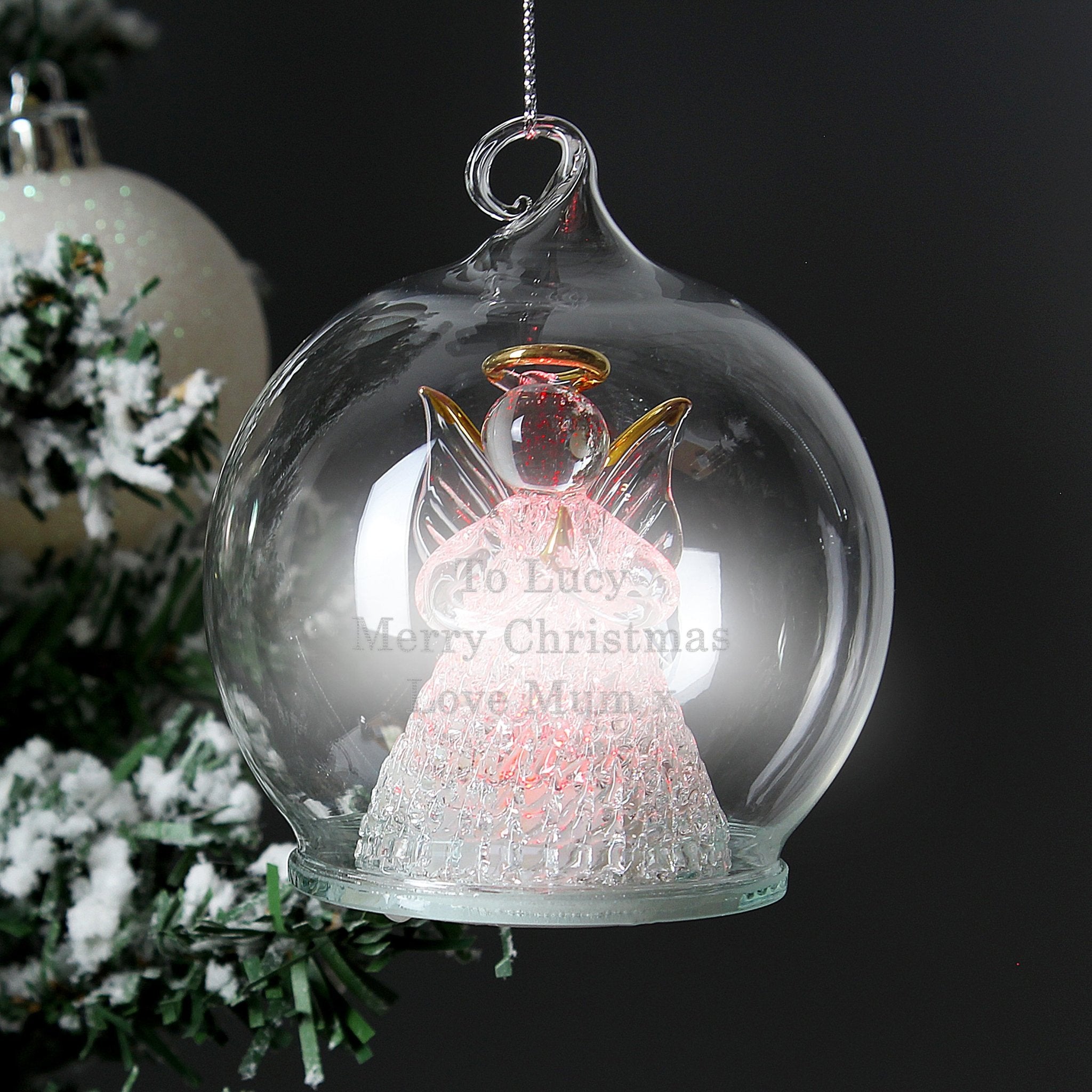 Personalised Christmas Message LED Angel Bauble | Inspired Creative Gifts | UK Supplier