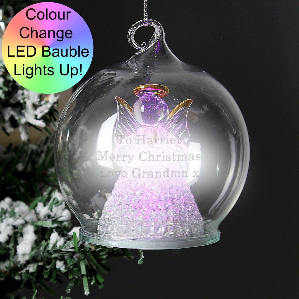 Personalised Christmas Message LED Angel Bauble | Inspired Creative Gifts | UK Supplier
