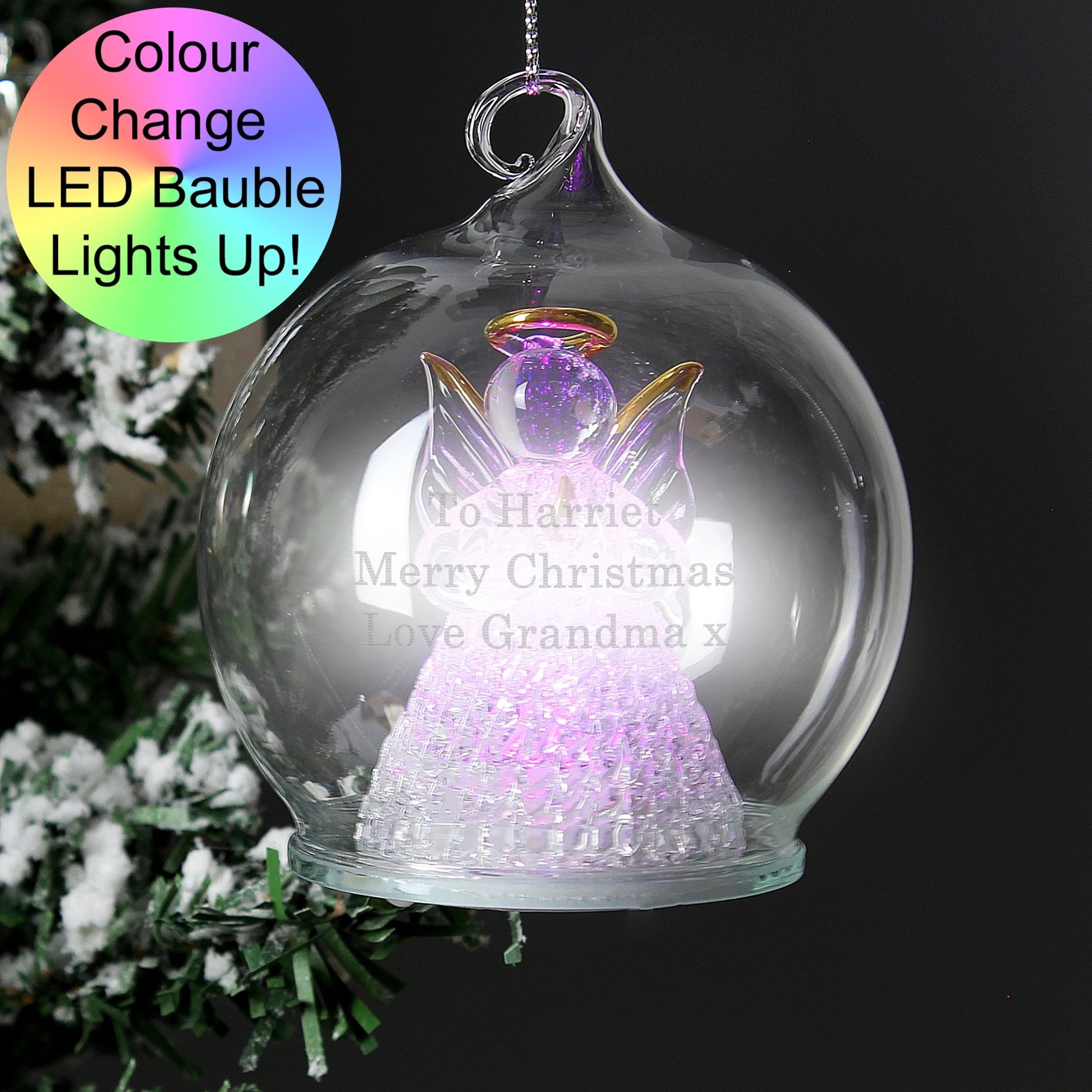 Personalised Christmas Message LED Angel Bauble | Inspired Creative Gifts | UK Supplier