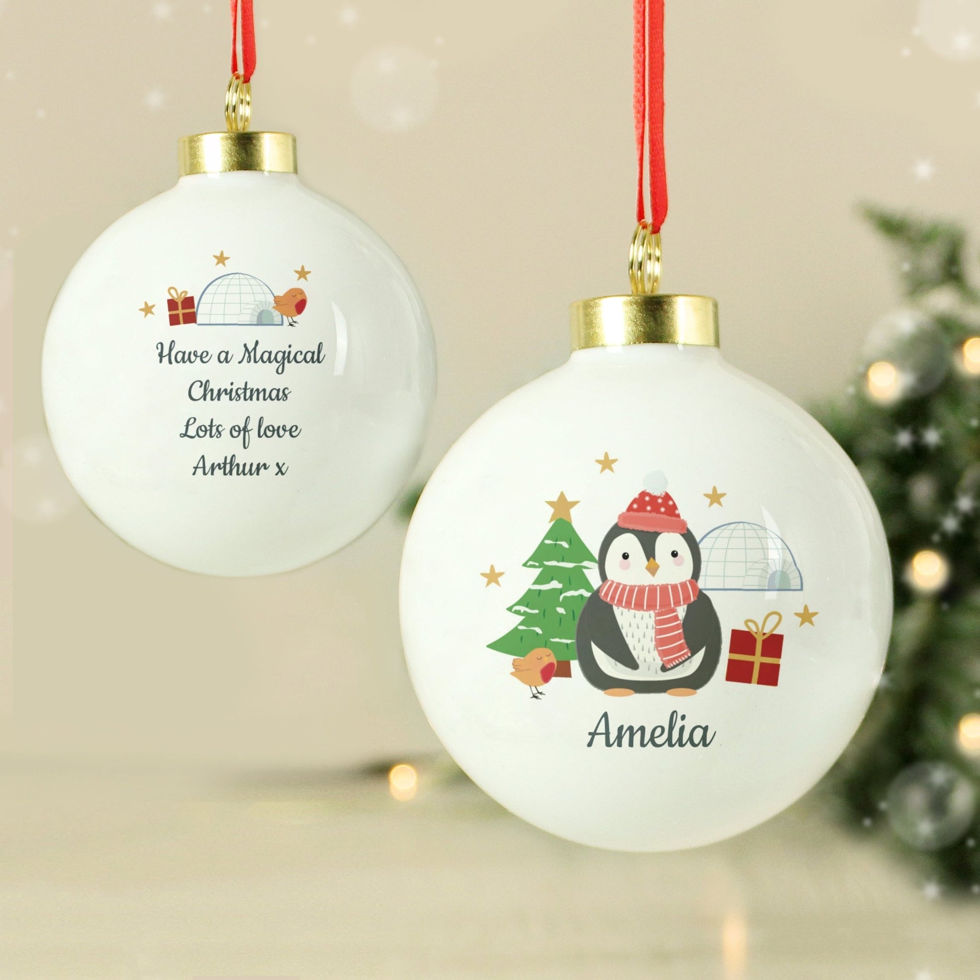 Personalised Christmas Penguin Bauble | Inspired Creative Gifts | UK Supplier