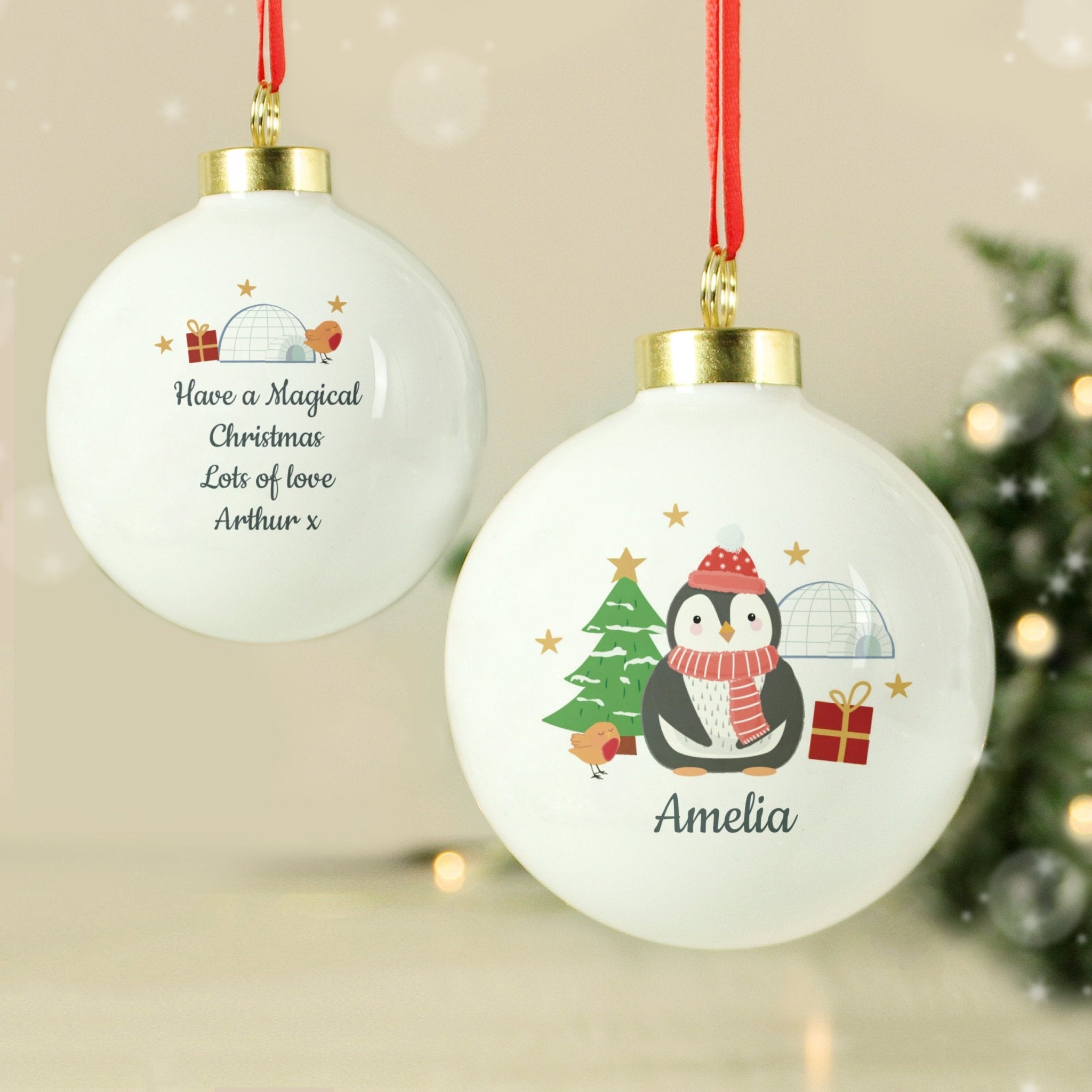 Personalised Christmas Penguin Bauble | Inspired Creative Gifts | UK Supplier