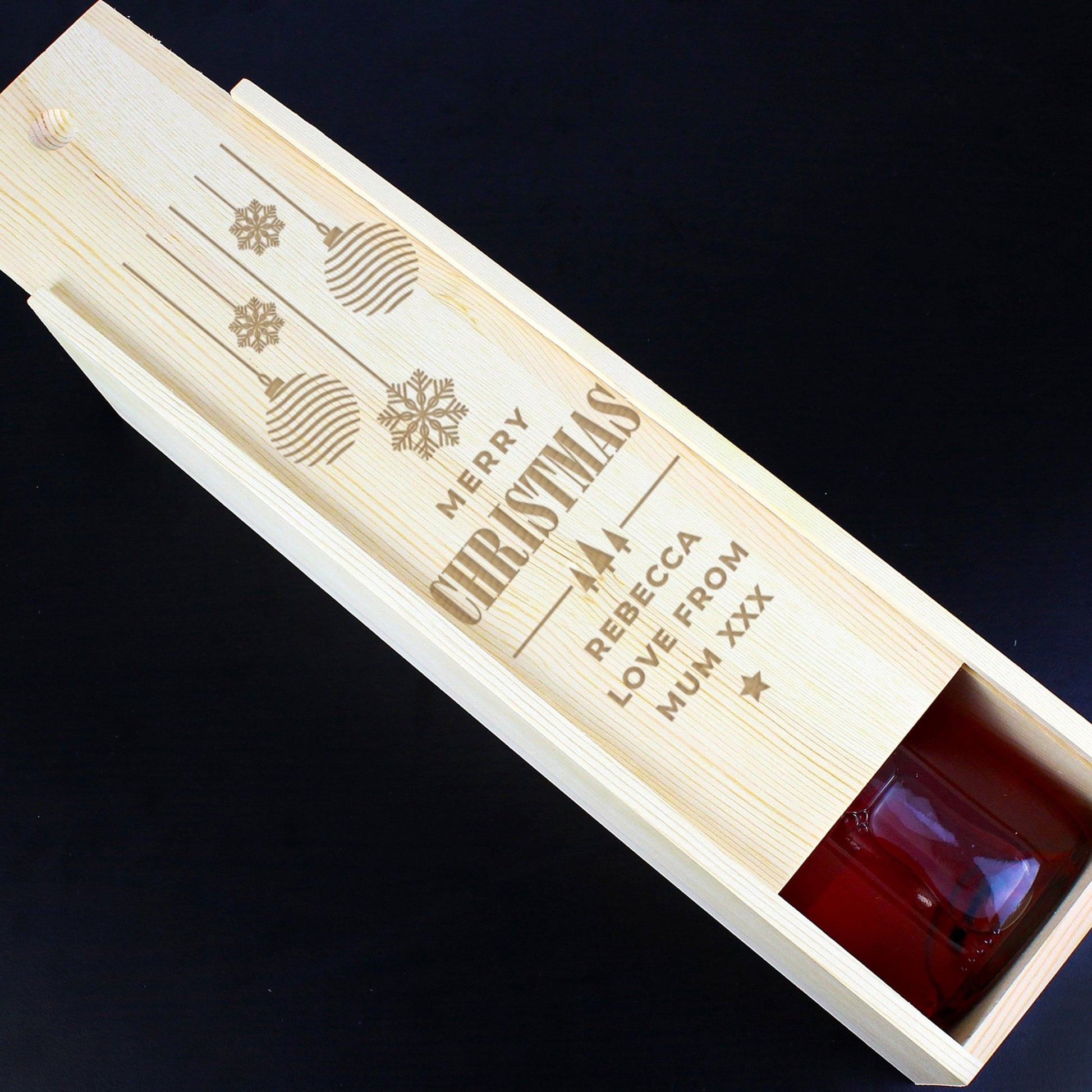 Personalised Christmas Wooden Wine Box | Inspired Creative Gifts | UK Supplier
