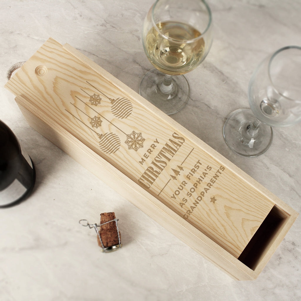 Personalised Christmas Wooden Wine Box | Inspired Creative Gifts | UK Supplier