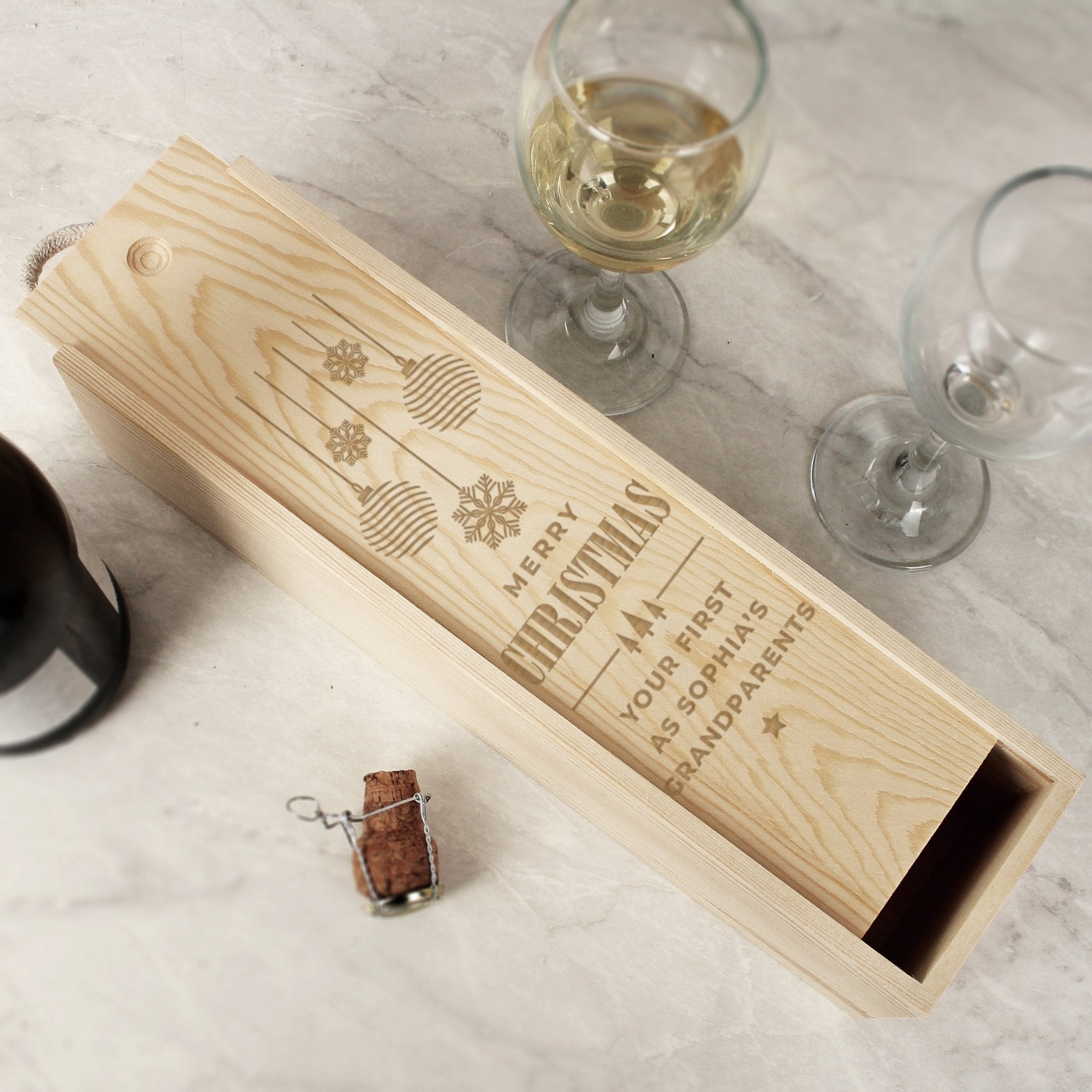 Personalised Christmas Wooden Wine Box | Inspired Creative Gifts | UK Supplier