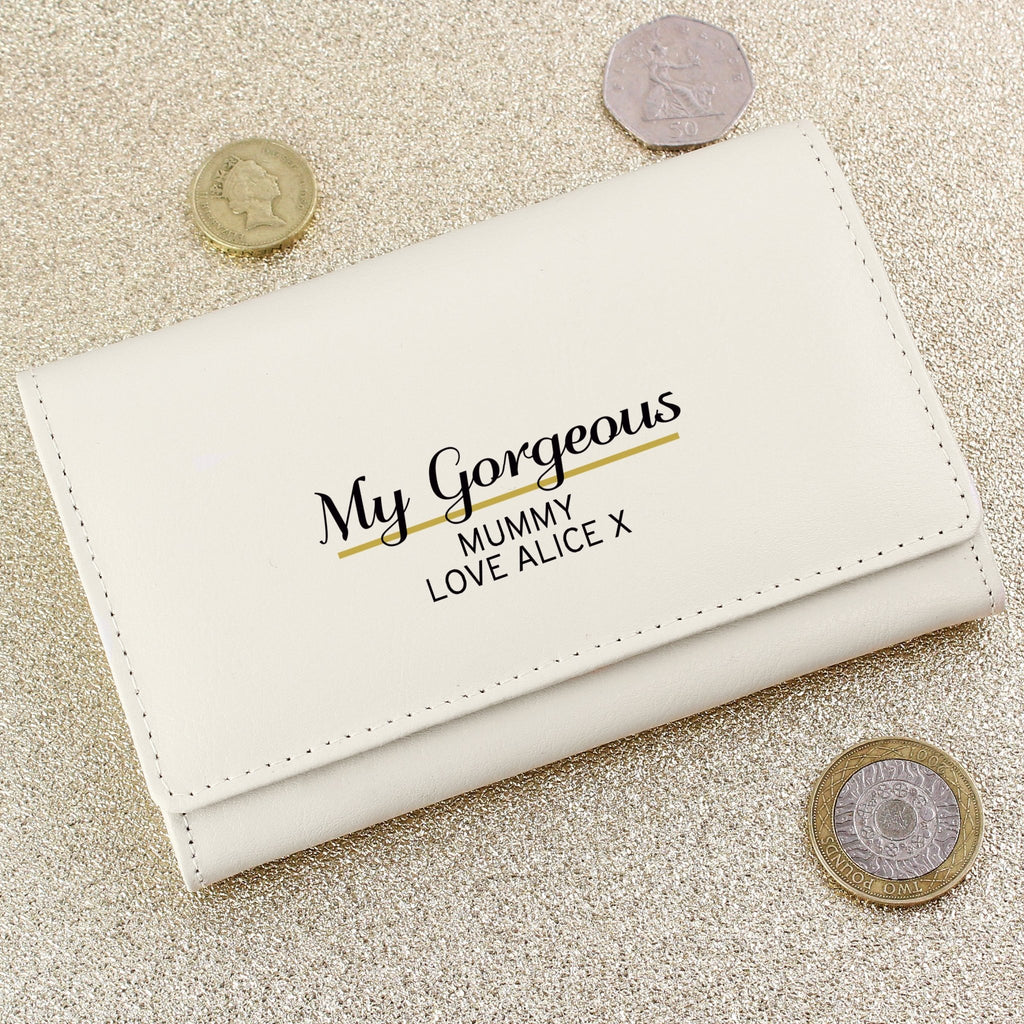 Personalised Classic Cream Leather Purse | Inspired Creative Gifts | UK Supplier
