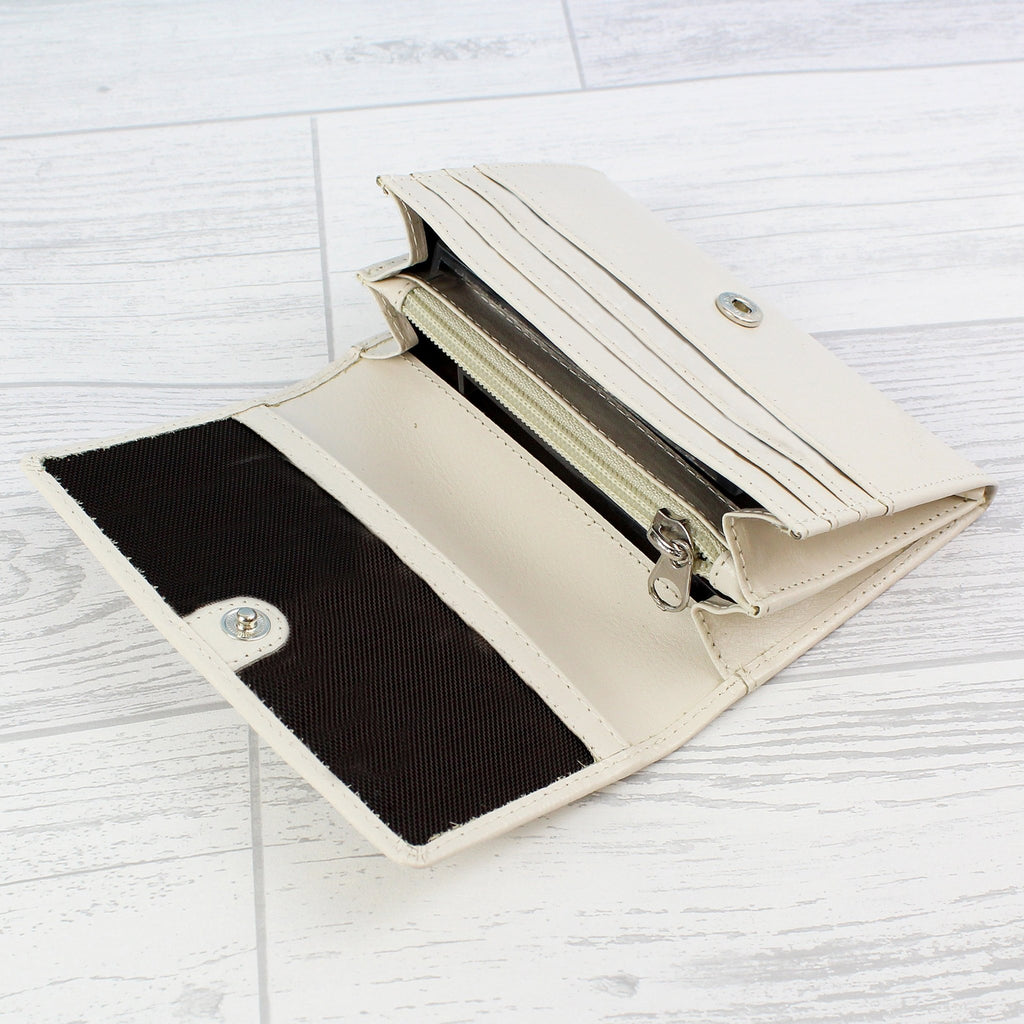 Personalised Classic Cream Leather Purse | Inspired Creative Gifts | UK Supplier