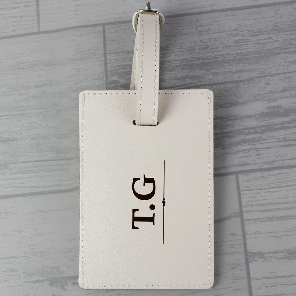 Personalised Classic Initials Cream Luggage Tag | Inspired Creative Gifts | UK Supplier