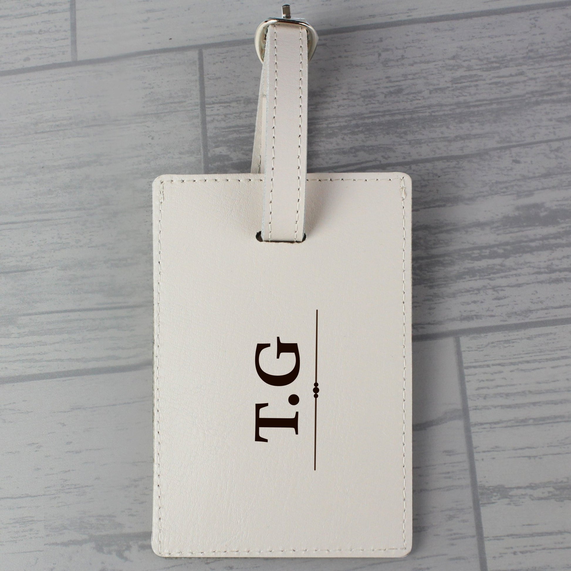 Personalised Classic Initials Cream Luggage Tag | Inspired Creative Gifts | UK Supplier