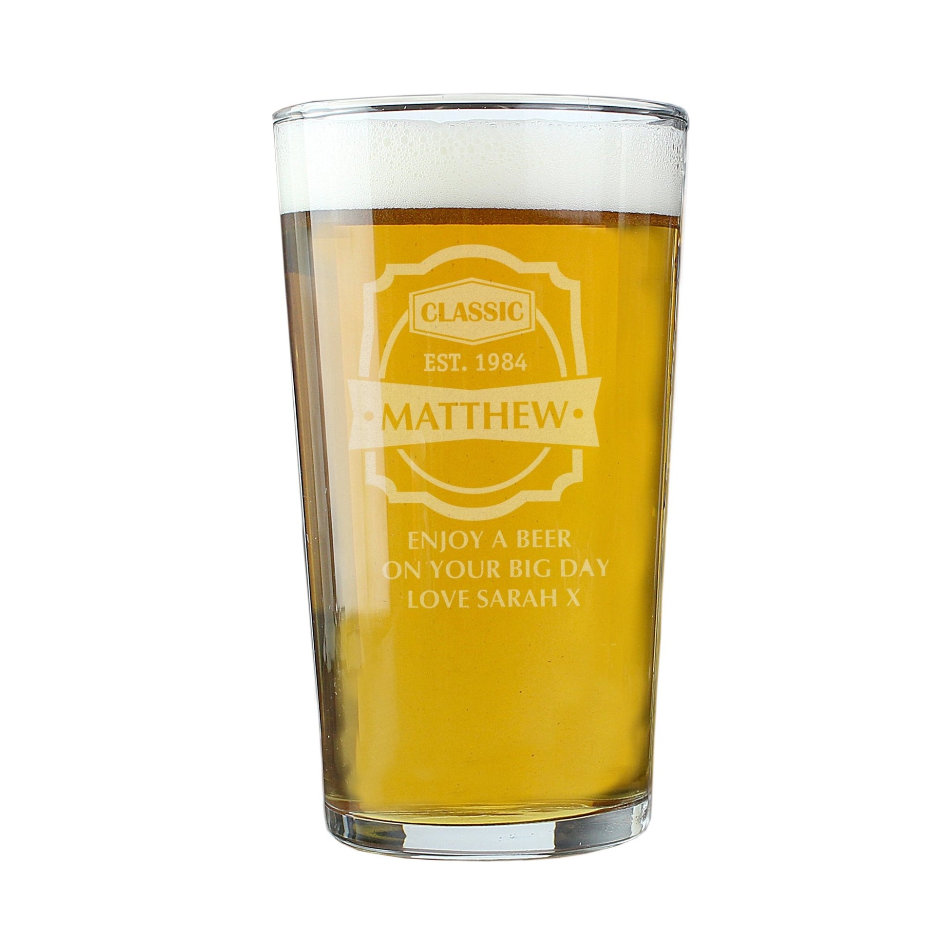 Personalised Classic Pint Glass | Inspired Creative Gifts | UK Supplier