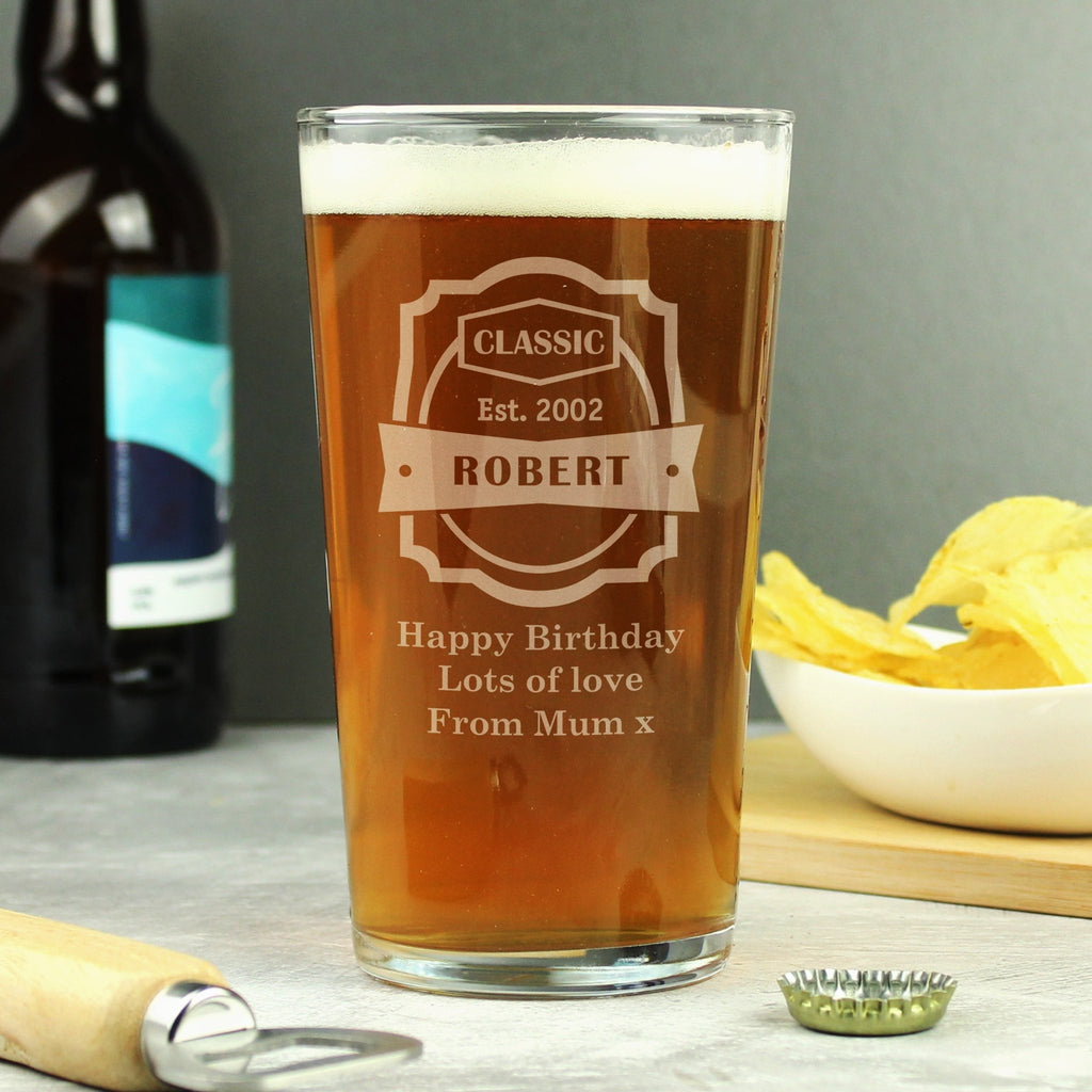 Personalised Classic Pint Glass | Inspired Creative Gifts | UK Supplier