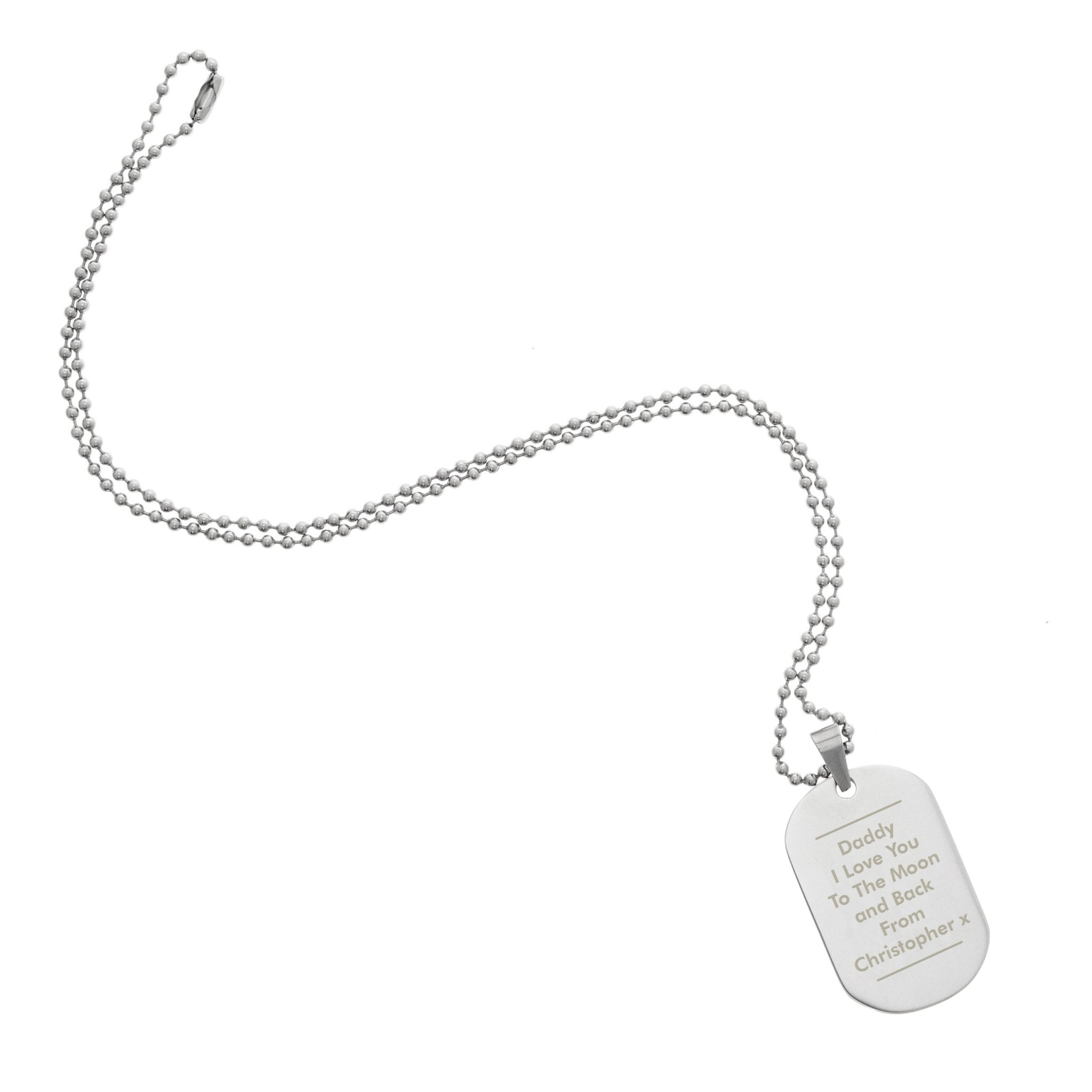 Personalised Classic Stainless Steel Dog Tag Necklace | Inspired Creative Gifts | UK Supplier