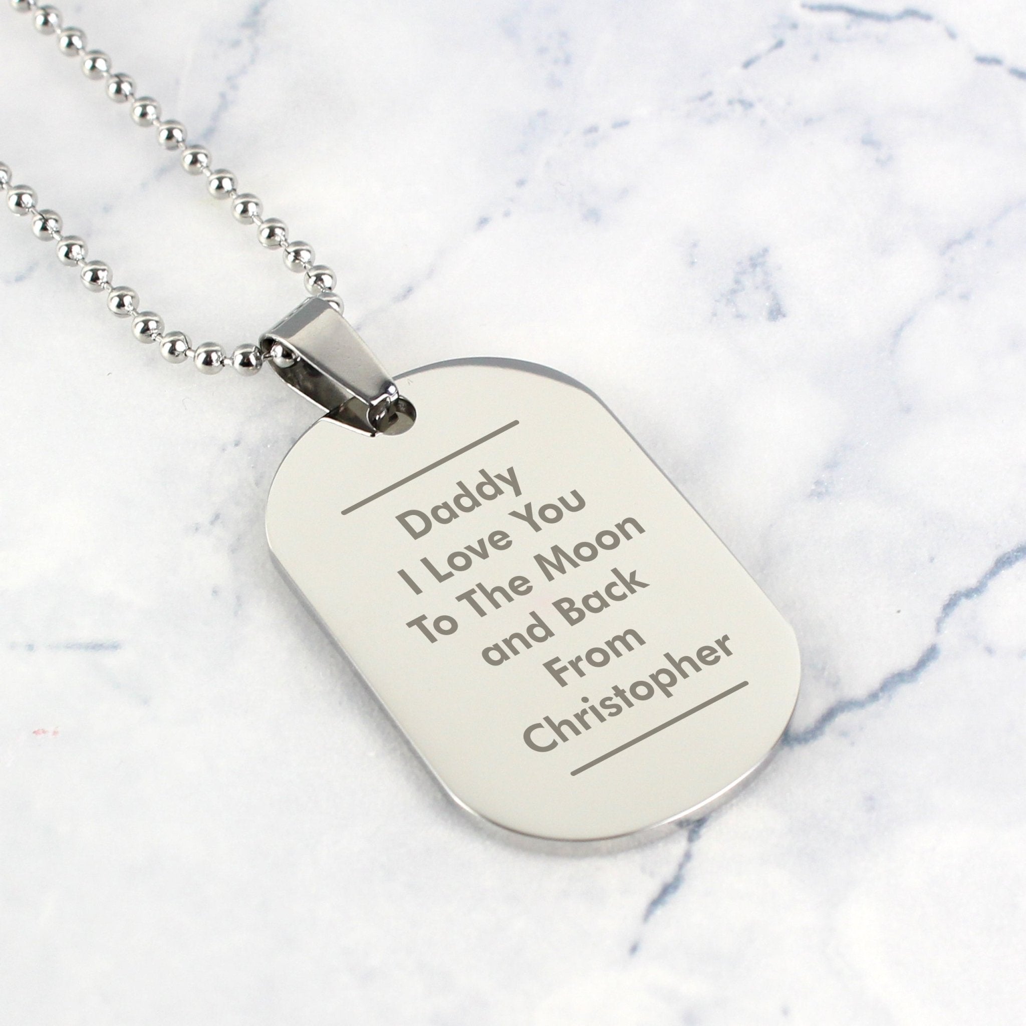 Personalised Classic Stainless Steel Dog Tag Necklace | Inspired Creative Gifts | UK Supplier