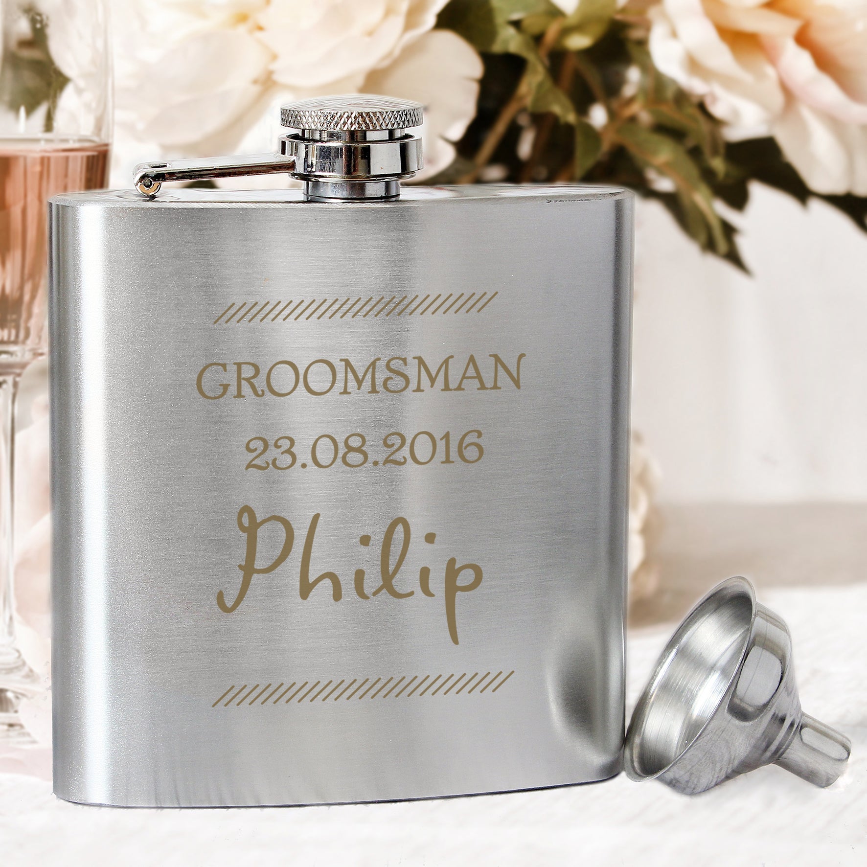 Personalised Classic Stainless Steel Hip Flask | Inspired Creative Gifts | UK Supplier