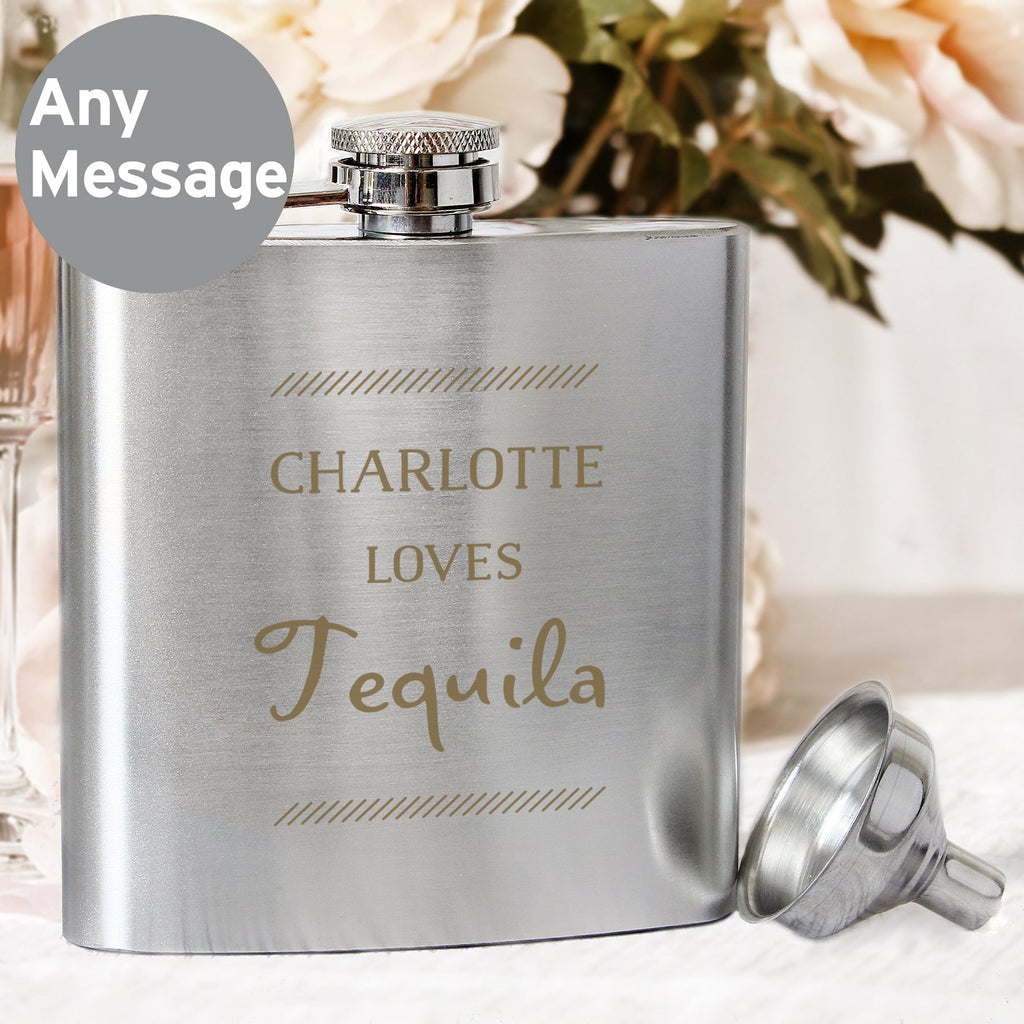 Personalised Classic Stainless Steel Hip Flask | Inspired Creative Gifts | UK Supplier