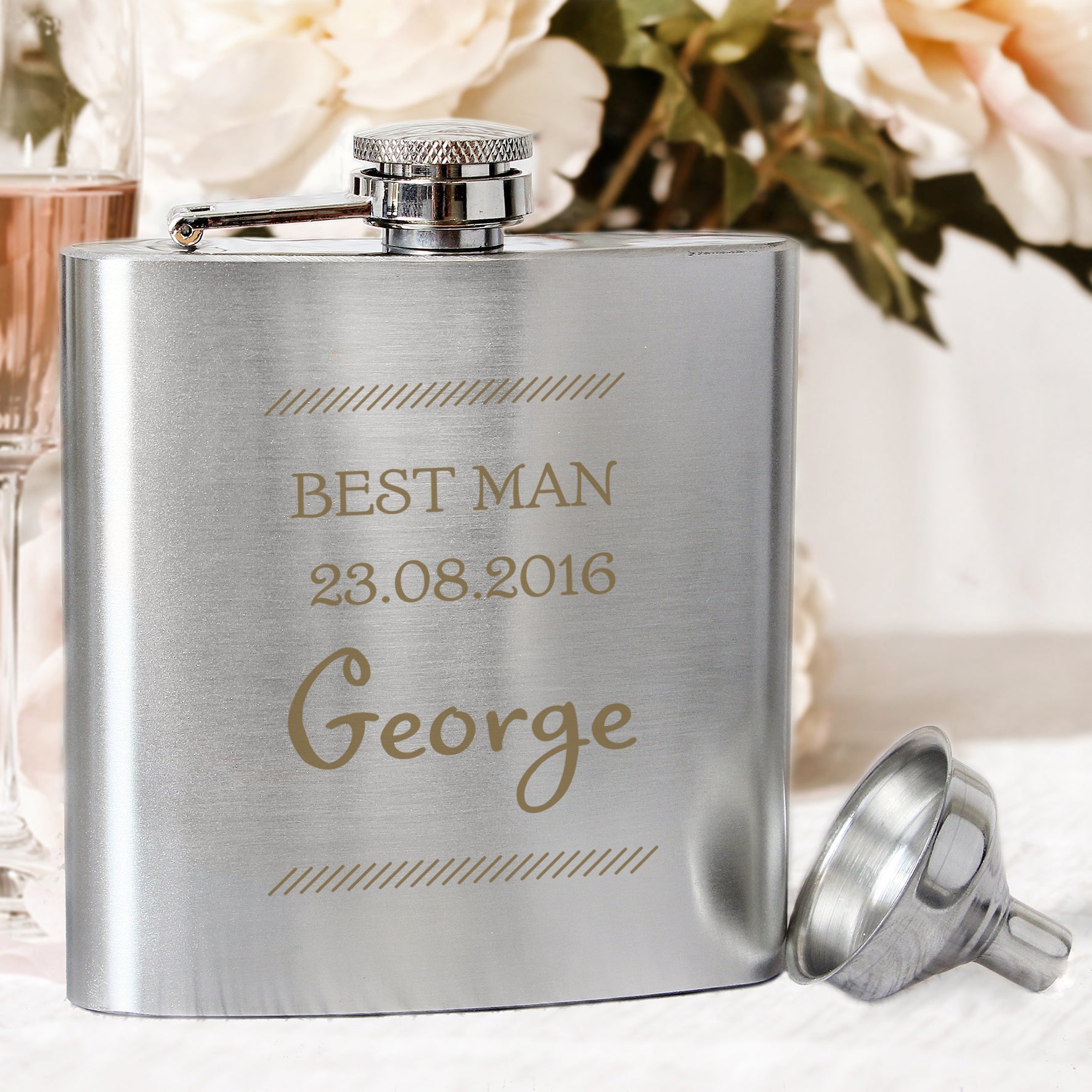 Personalised Classic Stainless Steel Hip Flask | Inspired Creative Gifts | UK Supplier