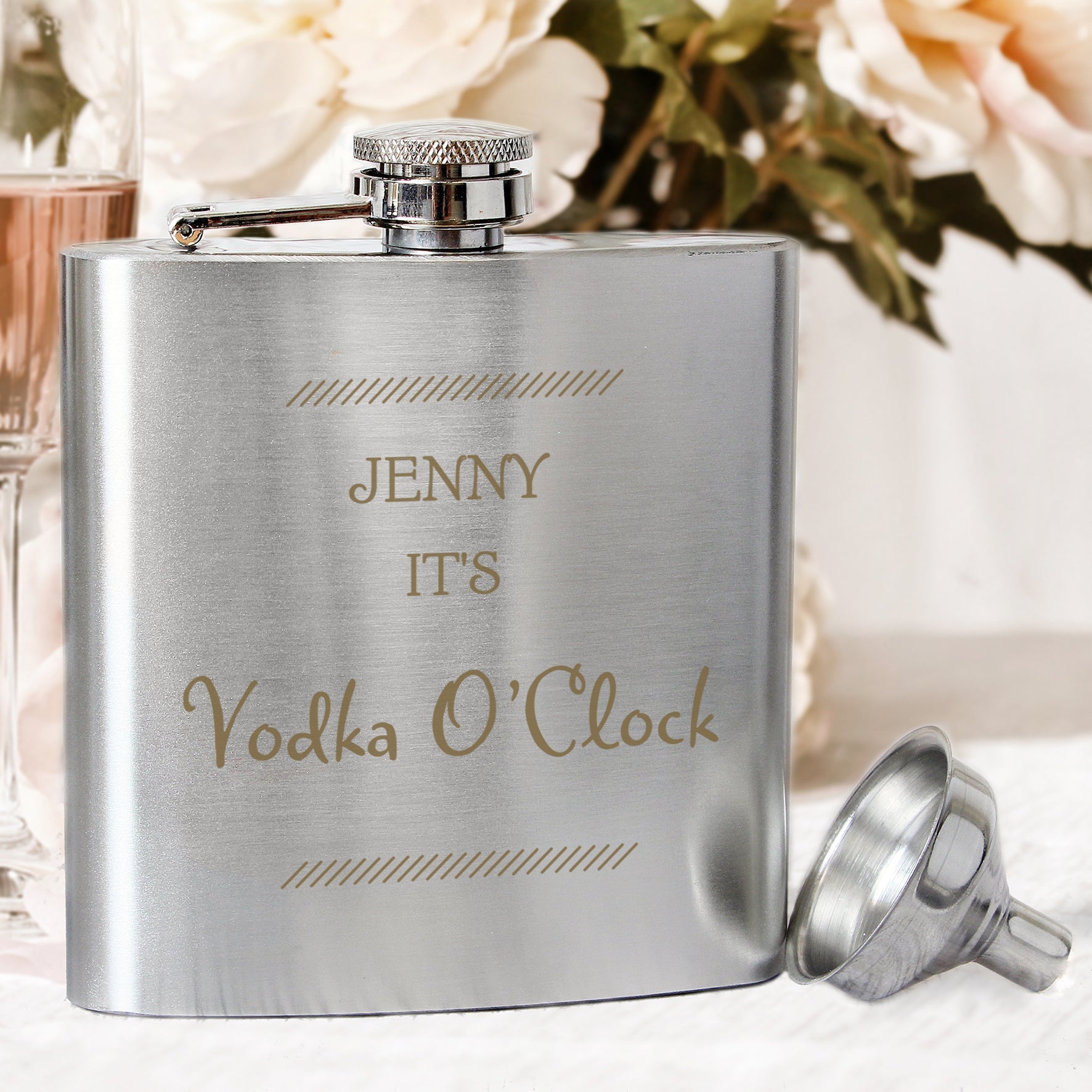 Personalised Classic Stainless Steel Hip Flask | Inspired Creative Gifts | UK Supplier