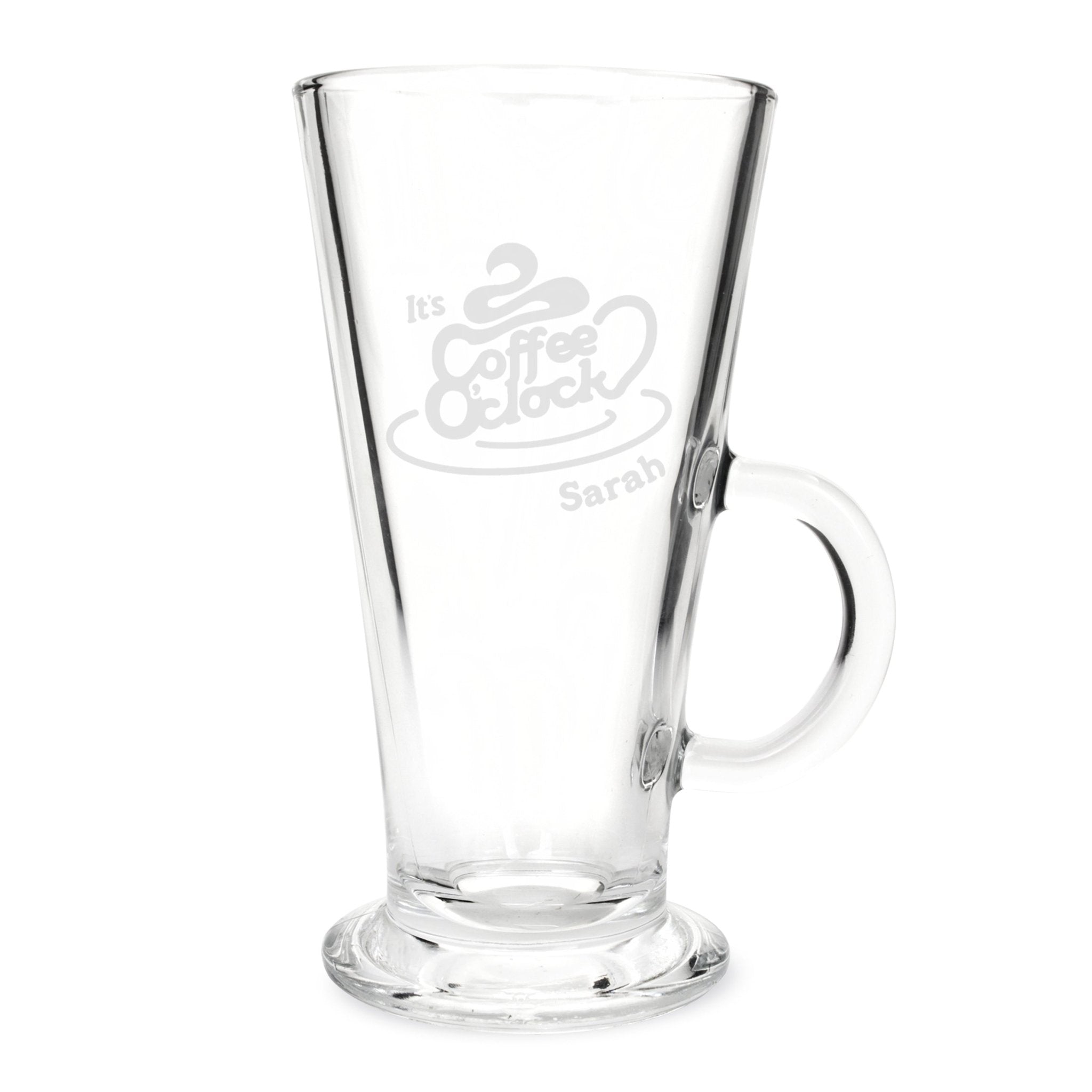 Personalised Coffee O Clock Latte Glass | Inspired Creative Gifts | UK Supplier