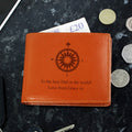 Personalised Compass Tan Leather Wallet | Inspired Creative Gifts | UK Supplier