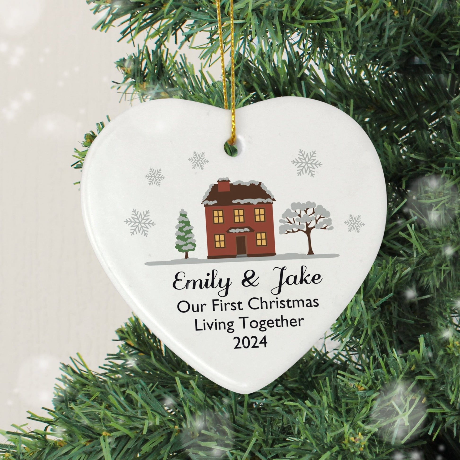 Personalised Cosy Christmas Ceramic Heart Decoration | Inspired Creative Gifts | UK Supplier