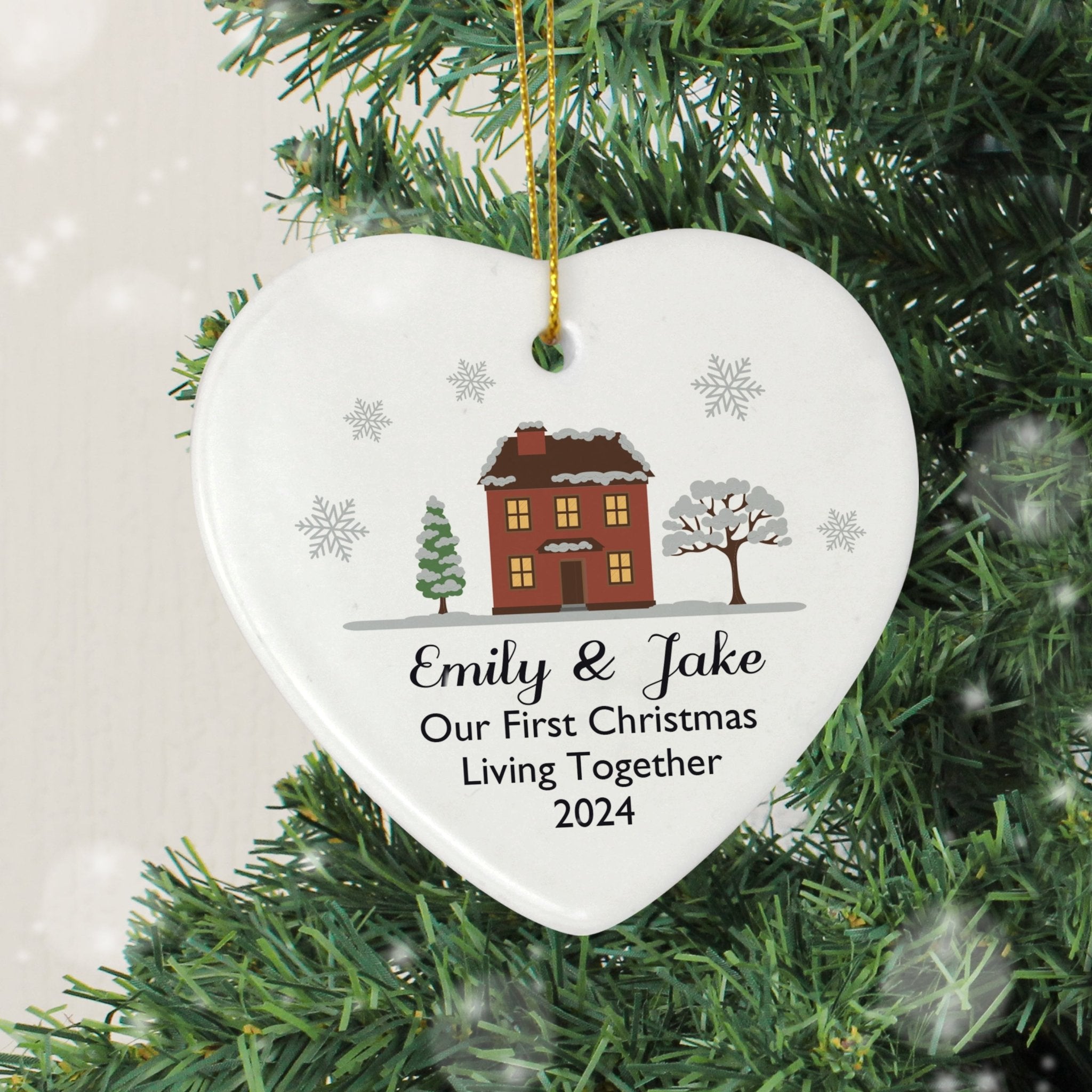 Personalised Cosy Christmas Ceramic Heart Decoration | Inspired Creative Gifts | UK Supplier