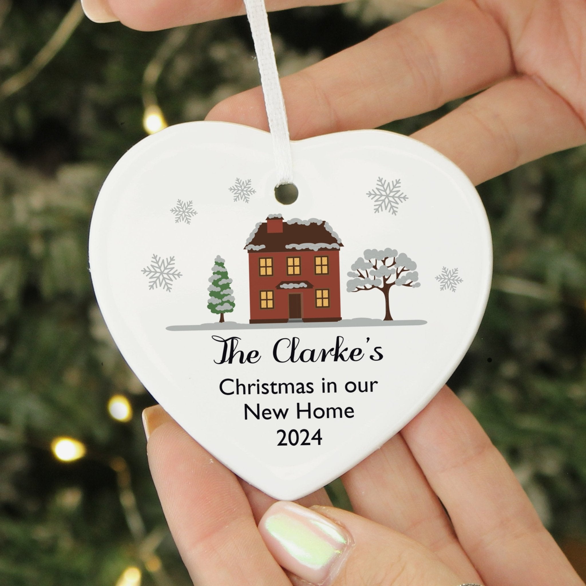 Personalised Cosy Christmas Ceramic Heart Decoration | Inspired Creative Gifts | UK Supplier