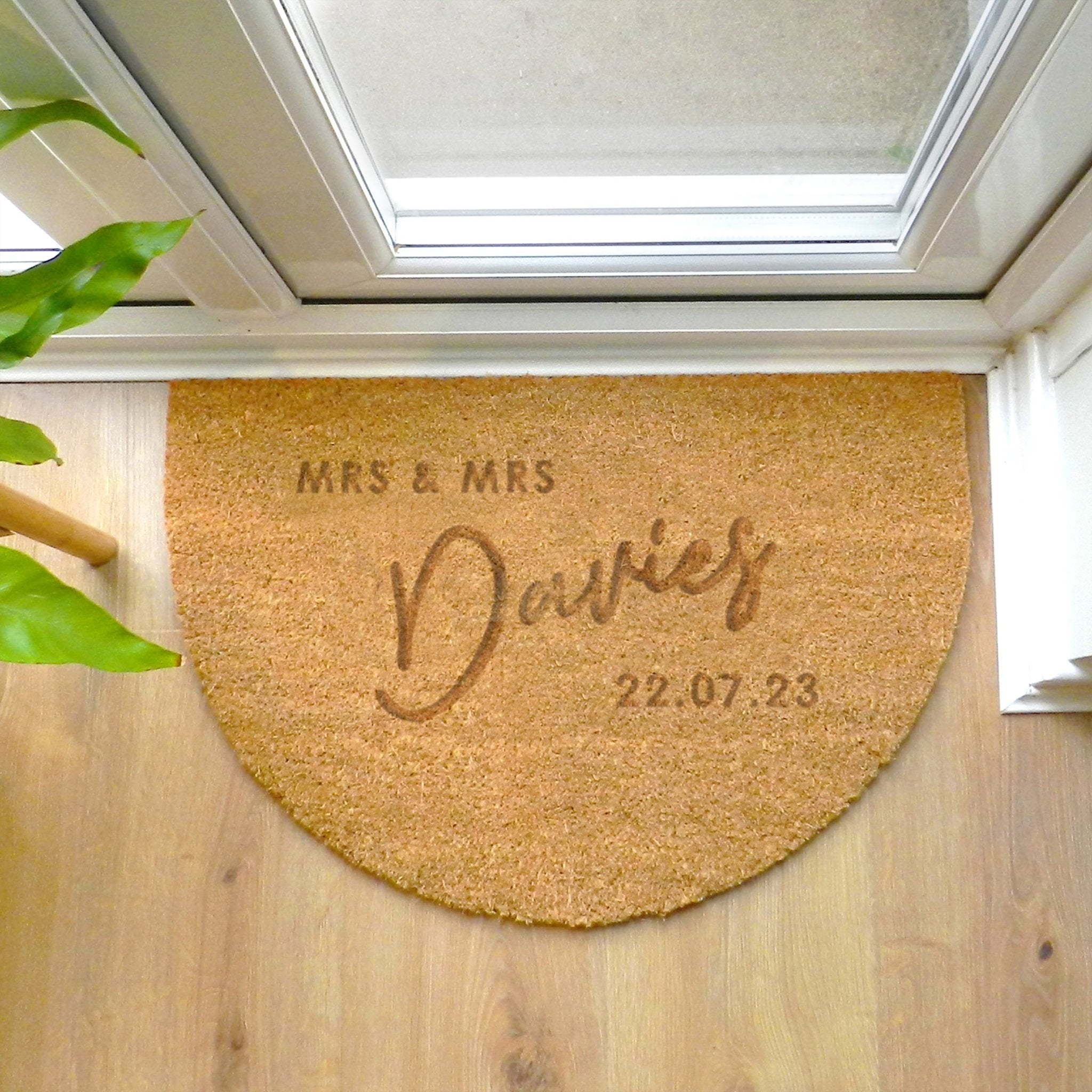 Personalised Couples Half Moon Indoor Doormat | Inspired Creative Gifts | UK Supplier
