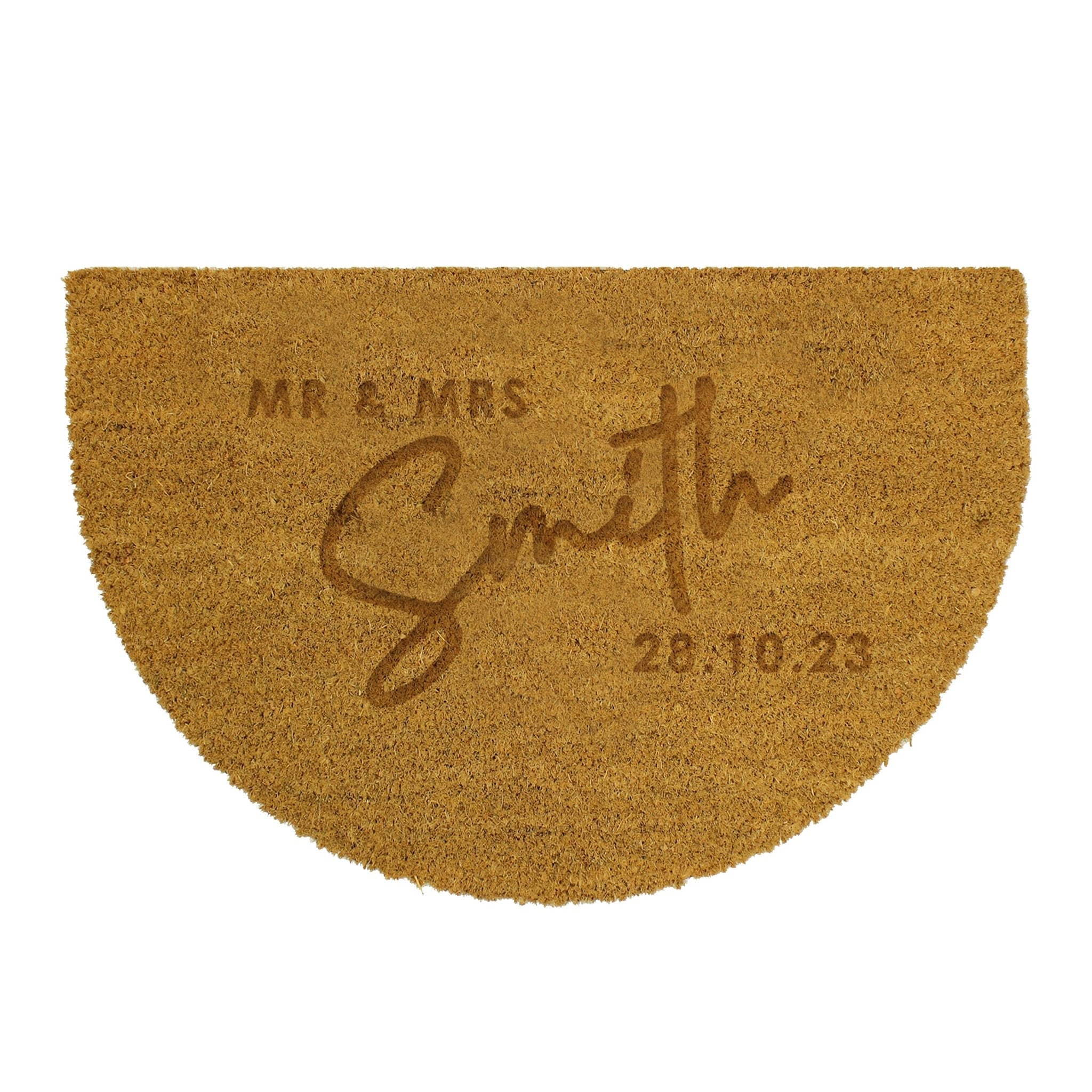 Personalised Couples Half Moon Indoor Doormat | Inspired Creative Gifts | UK Supplier