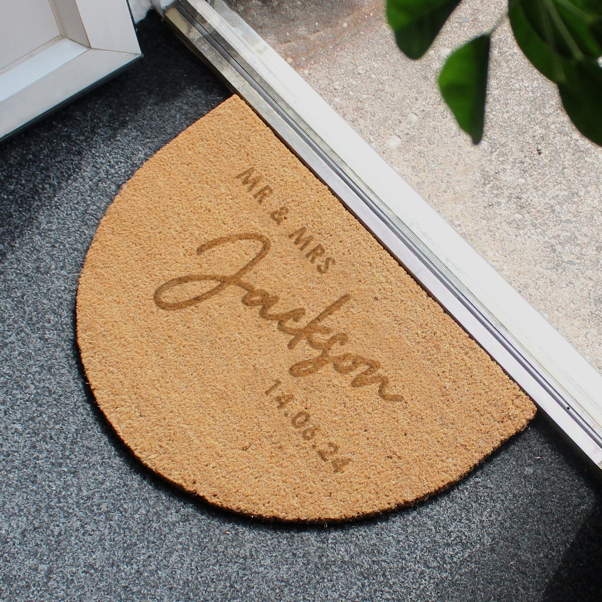 Personalised Couples Half Moon Indoor Doormat | Inspired Creative Gifts | UK Supplier