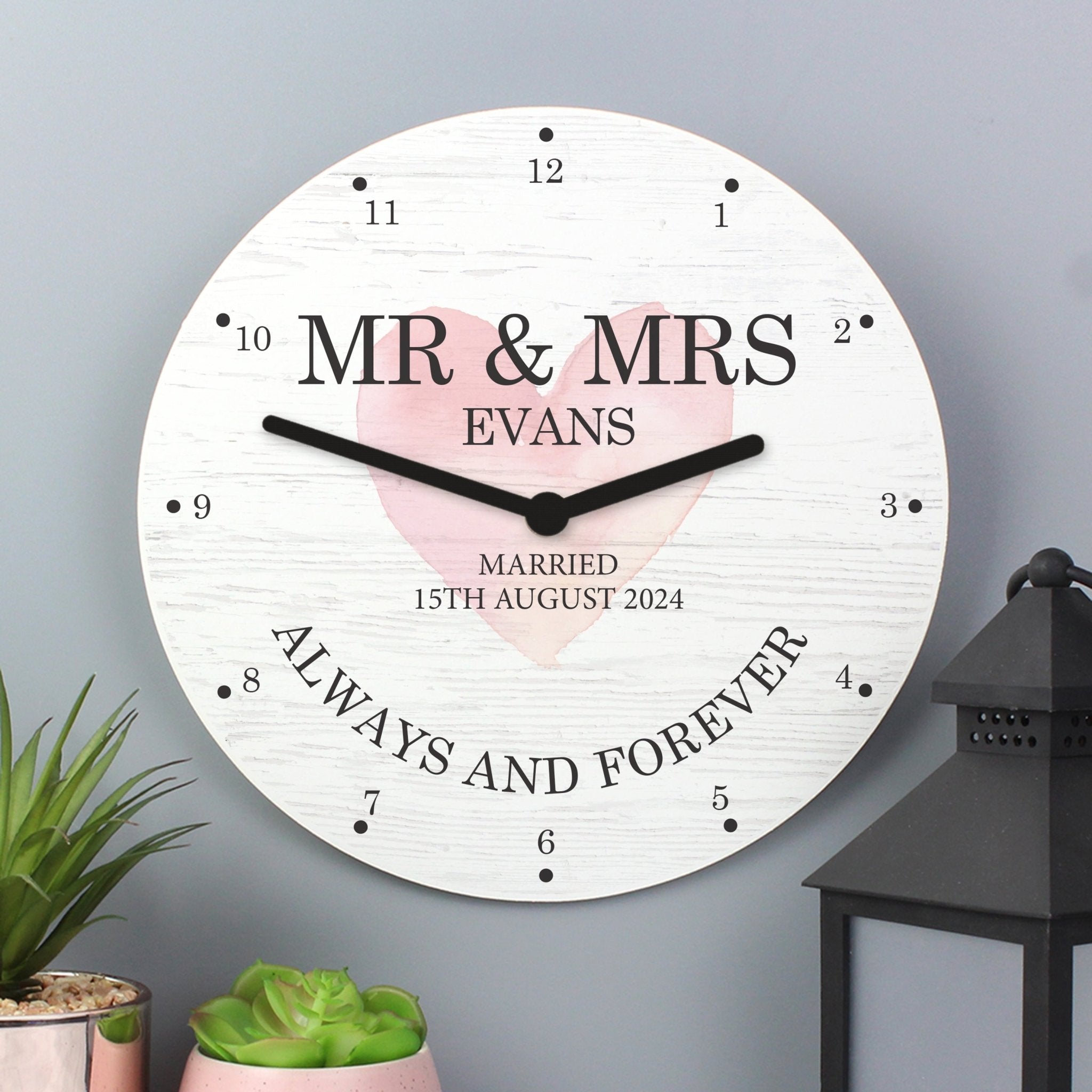 Personalised Couples Wooden Clock | Inspired Creative Gifts | UK Supplier