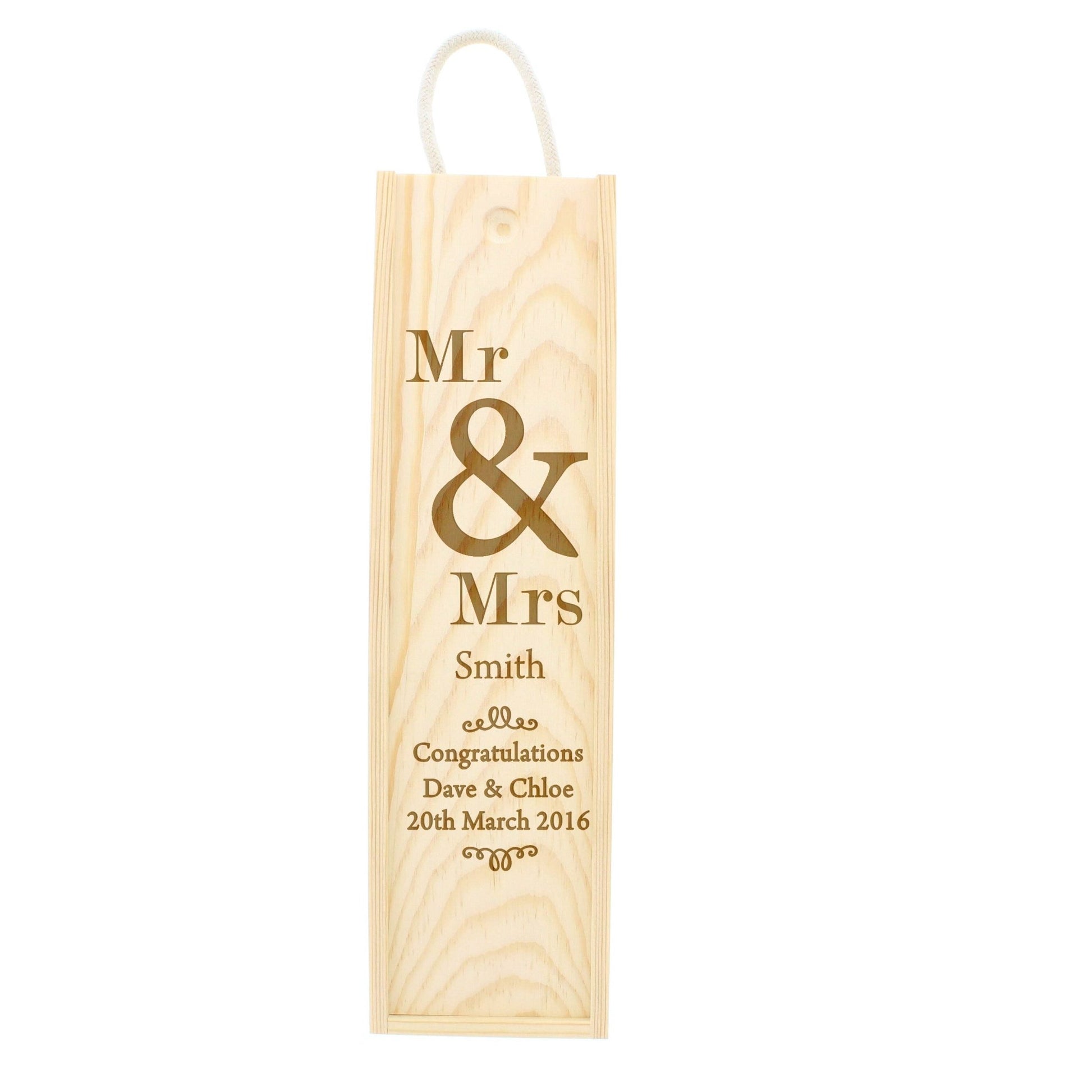 Personalised Couples Wooden Wine Bottle Box | Inspired Creative Gifts | UK Supplier